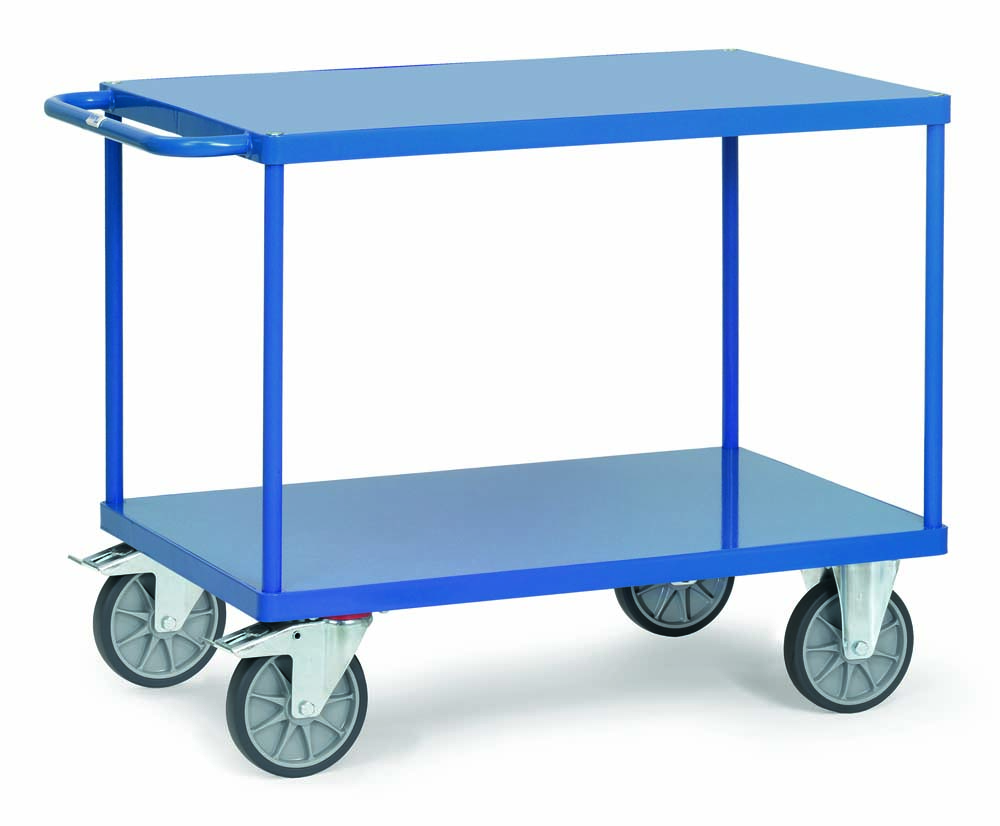 Schwerer Tischwagen mit 2 Stahlblech Ladeflächen von 100 x 70 cm