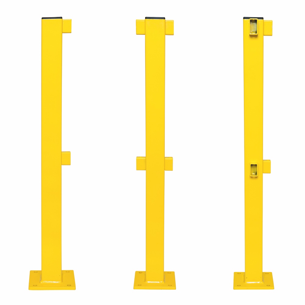 Standpfosten für Rammschutz-Geländer S-Line | Mitte | HxBxT 100x14x16cm | Feuerverzinkter & kunststoffbeschichteter Stahl | Gelb