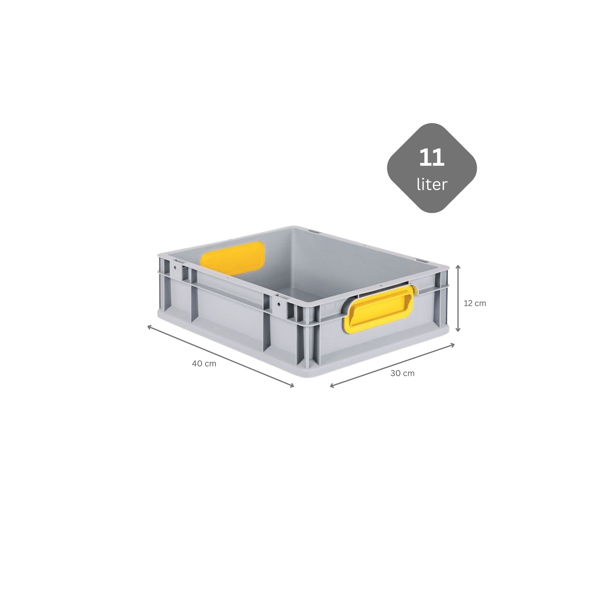 SparSet 5x Eurobox NextGen Color mit Auflagedeckel und Schiebeschnappverschlüsse | HxBxT 12x30x40cm | 11 Liter | Griffe gelb geschlossen | Glatter Boden | Eurobehälter, Transportbox, Transportbehälter, Stapelbehälter