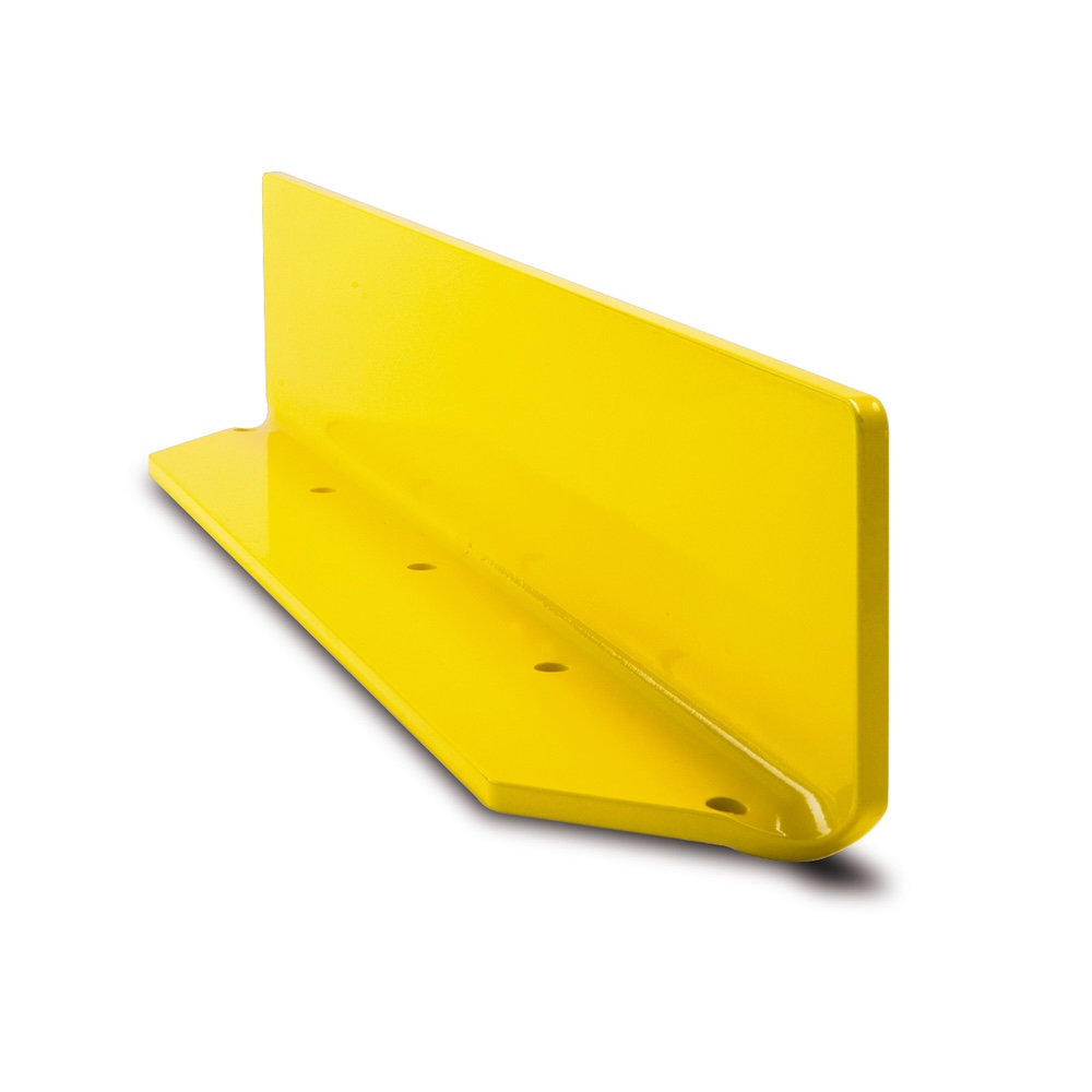 Anfahrschutz-Leitboard | HxBxT 15x80x10cm | Abgerundete Ecken & Gehrungsschnitt | Kunststoffbeschichteter Stahl 6mm | Gelb