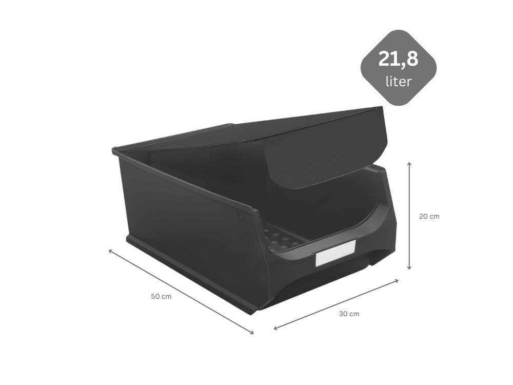 SuperSparSet 4x Leitfähige Sichtlagerbox 5.1 mit Griffstange & Abdeckung | HxBxT 20x30x50cm | 21,8 Liter | ESD, Sichtlagerbehälter, Sichtlagerkasten, Sichtlagerkastensortiment, Sortierbehälter