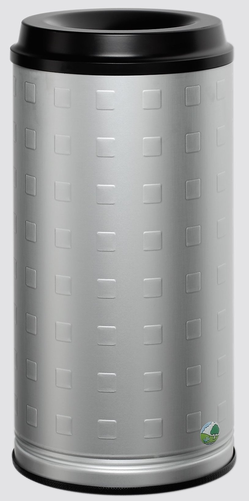 Dekorativer Papierkorb mit Kantenschutz | Standgerät | 20 Liter, HxBxT 50x25x25cm | Aluminium | Silber
