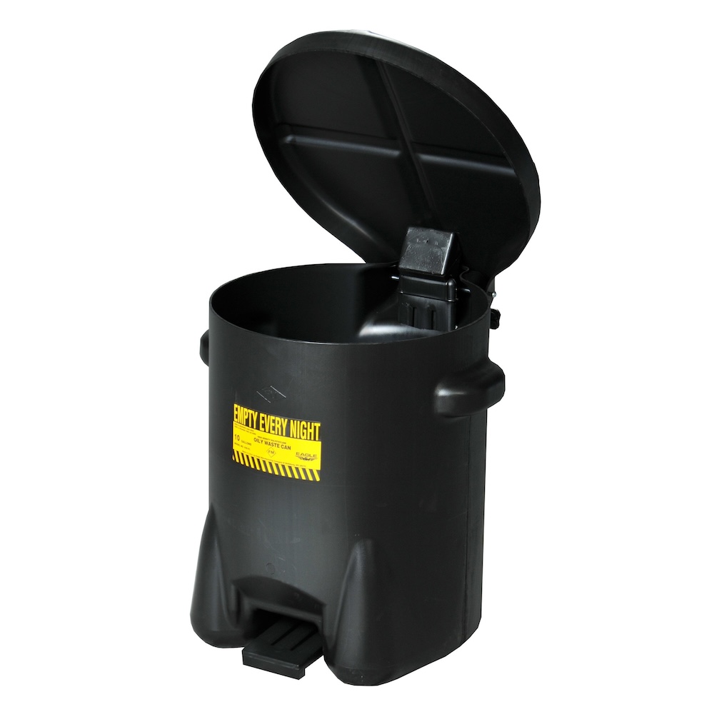Eagle Poly-Abfalleimer Sicherheits-Entsorgungsbehälter mit Pedalöffnung | 53 Liter | Hart-Polyethylen | Schwarz