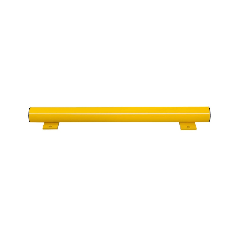 Unterfahrschutz Balken | Inkl. 2 Bodenplatten | HxBxØ 8,6x75x7,6cm | Kunststoffbeschichteter Stahl | Gelb