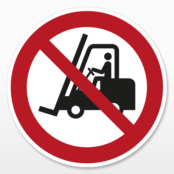 Antirutsch-Bodenschild Verbotszeichen | "Für Flurförderzeuge verboten" | Gem. aktueller ASR A1.3 | PVC outdoor | Rutschklasse R10 | Ø 20cm