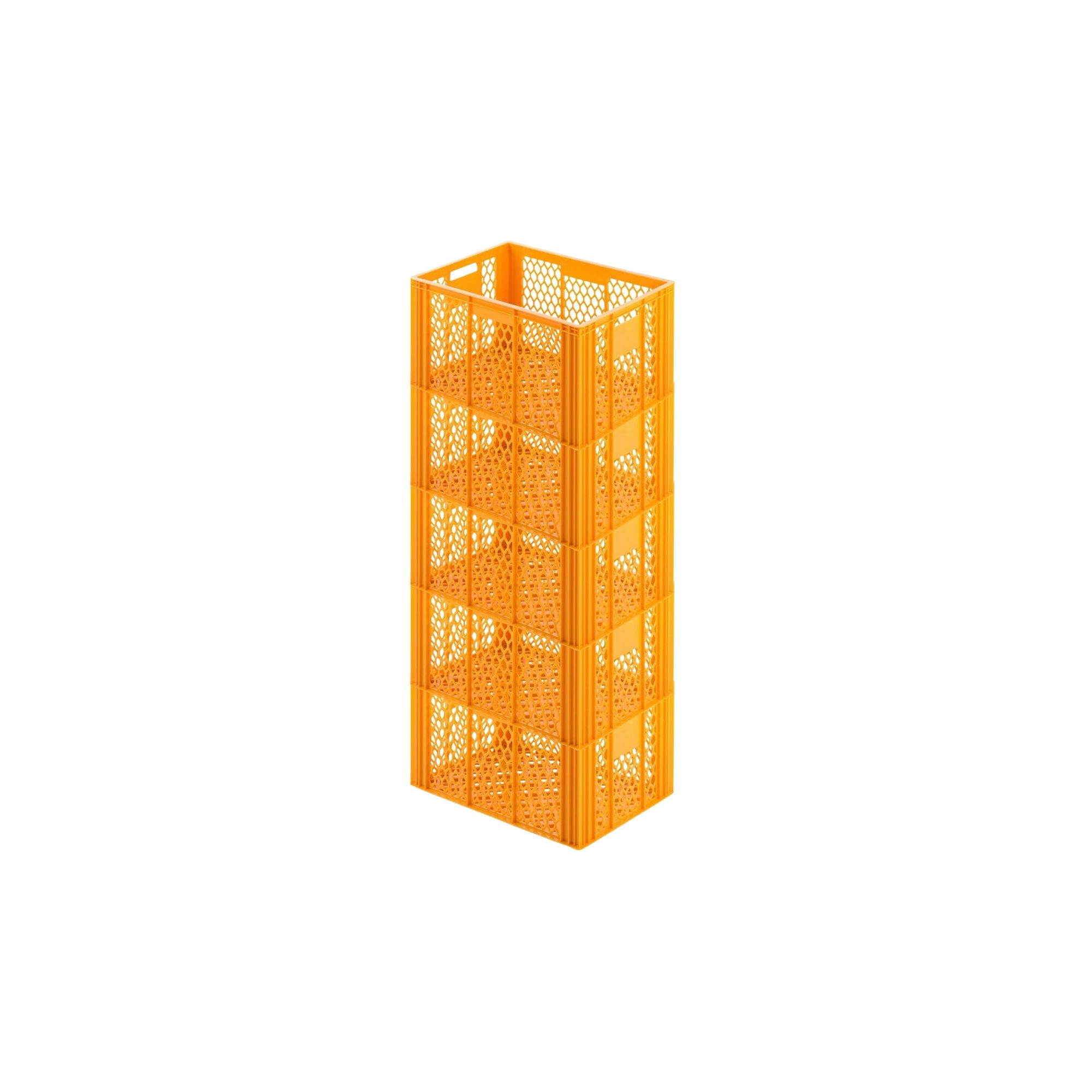 SparSet 5x Eurobehälter Bäcker- & Konditorenkasten | HxBxT 34,9x40x60 | 70 Liter | Gelb-Orange | Brötchenkiste, stapelbare Bäckerkiste