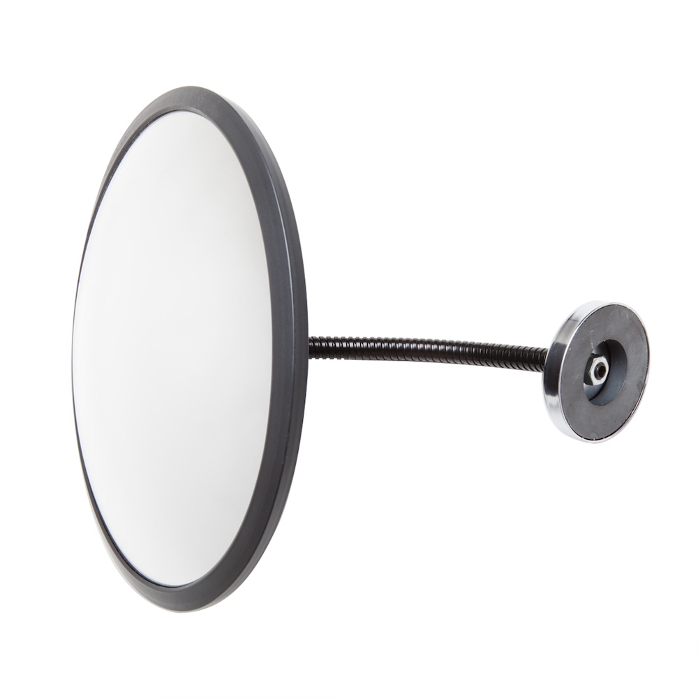 Beobachtungsspiegel aus Acrylglas mit Magnethalterung zur Befestigung an Stahlflächen | Spiegel-Ø 30cm | Beobachtungsabstand 3m | Starke Weitwinkelwirkung