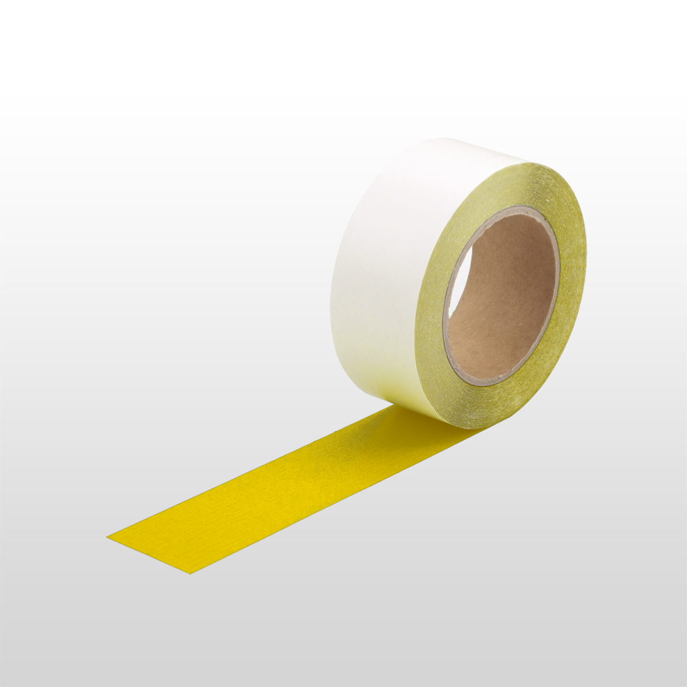 Bodenmarkierungsband PLUS mit Antirutschoberfläche für glatte Böden im Innenbereich | Rutschklasse R11 | 5cmX10m | Kunststofffolie 0,4mm | ablösbarer Acrylat-Kleber | Gelb
