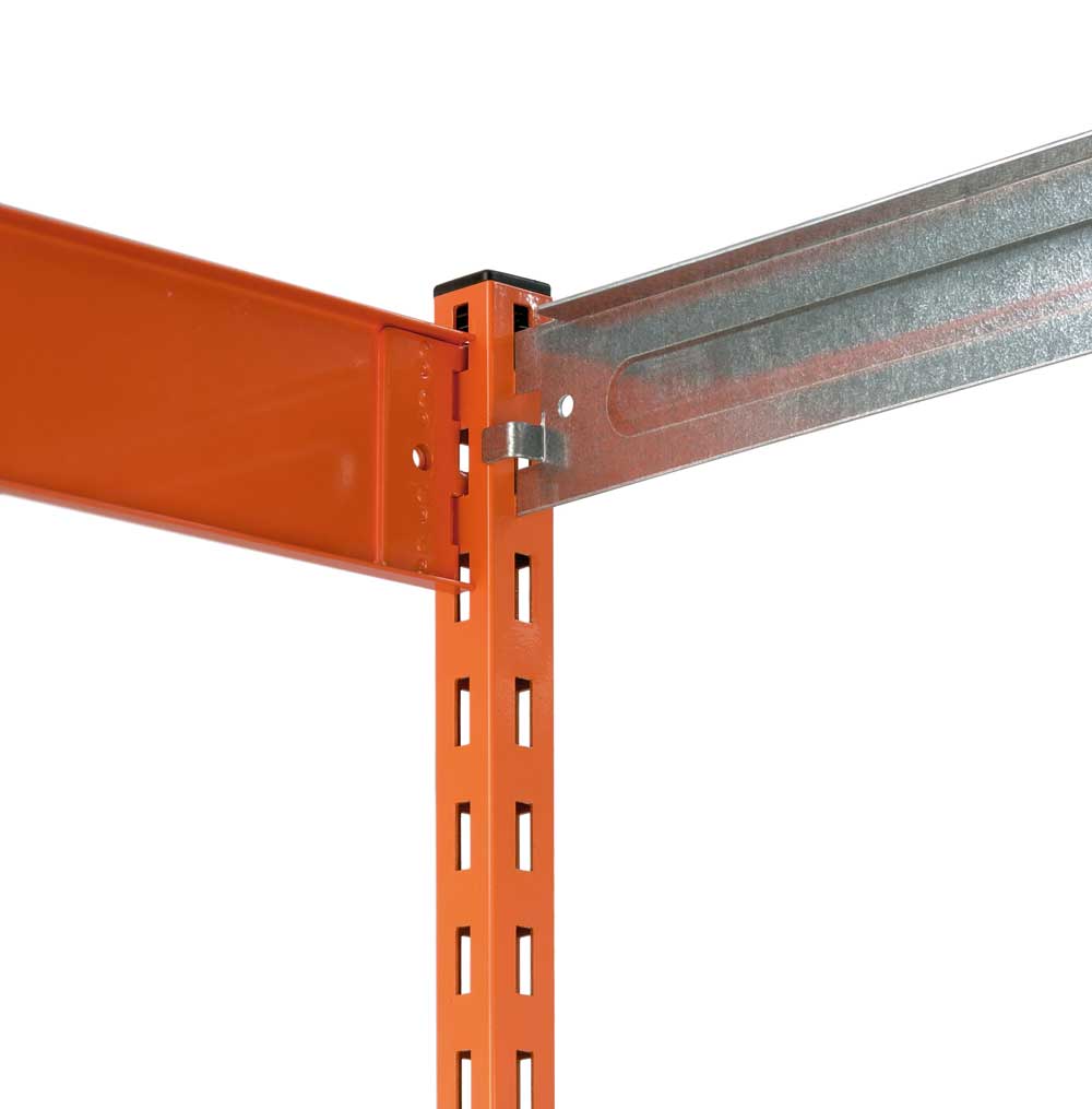 Fachbodenregal Stecksystem Vierkant-Profil | Grundregal | HxBxT 200x100x40cm | 5 Ebenen | Einseitige Bauart | Fachlast 200kg | Orange/Verzinkt