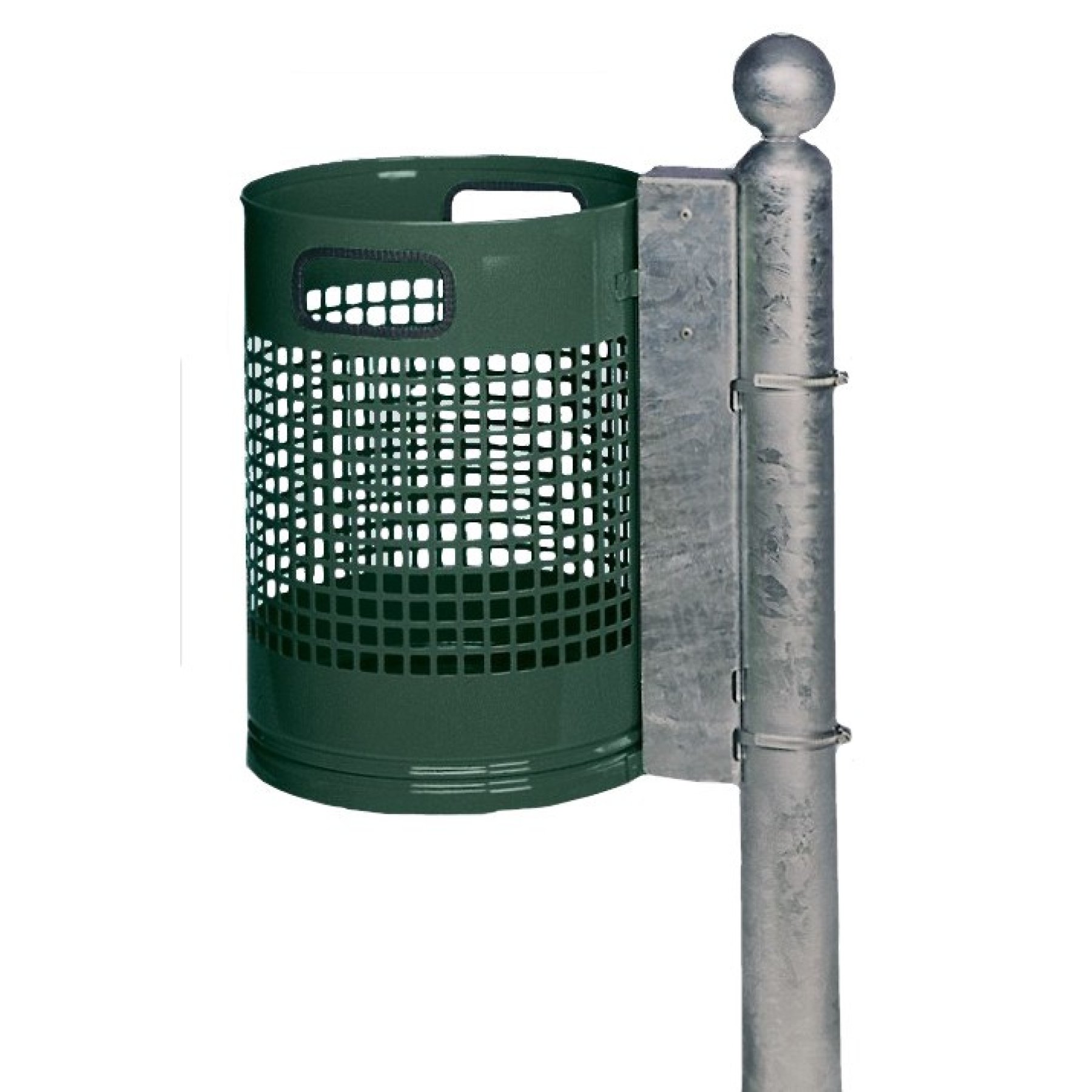 Abfallsammler zur Wand- oder Rohrbefestigung | 30 Liter, HxBxT 46x33x33cm | Verzinkter Stahl | Grün