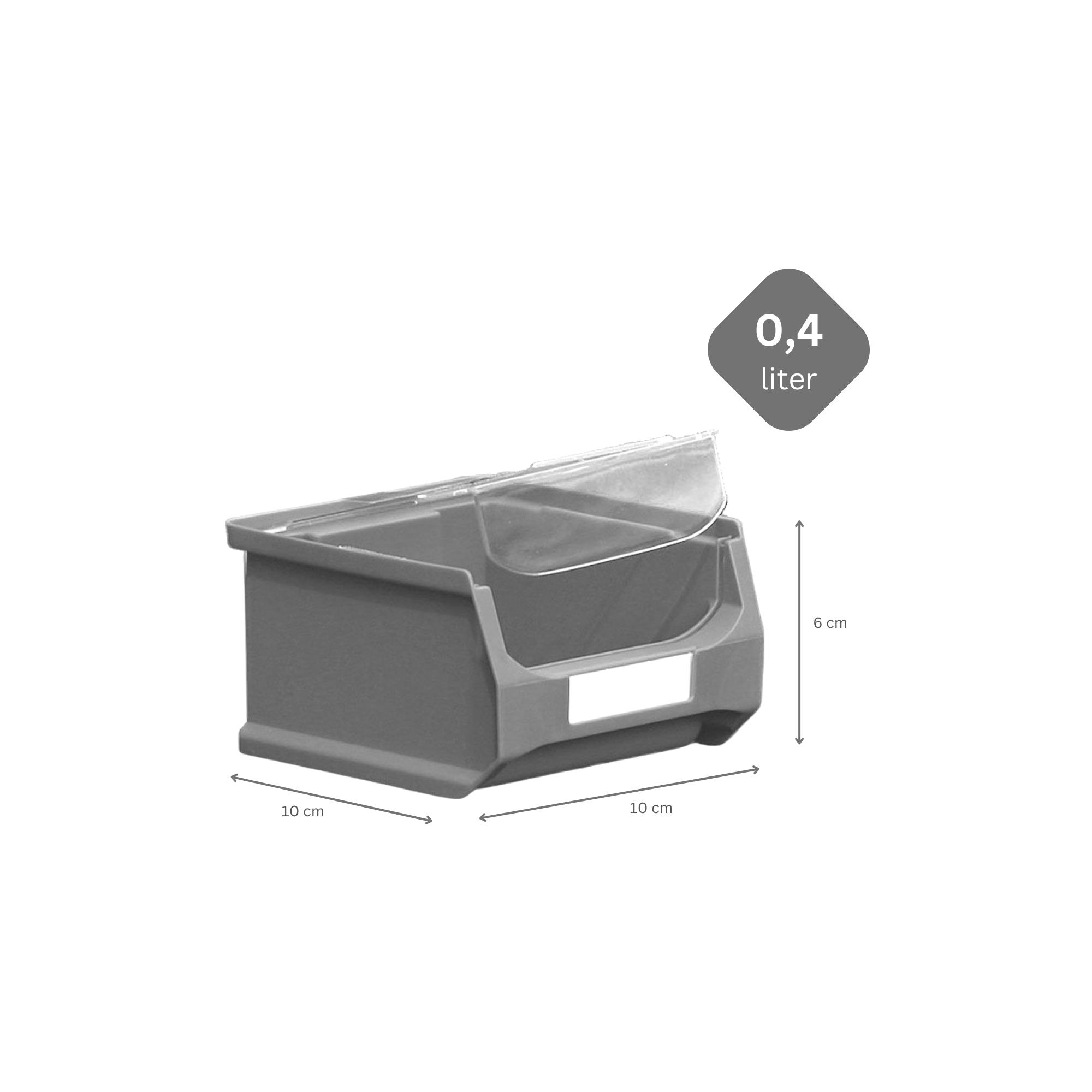SuperSparSet 48x Graue Sichtlagerbox 1.0 mit Abdeckung | HxBxT 6x10x10cm | 0,4 Liter | Sichtlagerbehälter, Sichtlagerkasten, Sichtlagerkastensortiment, Sortierbehälter