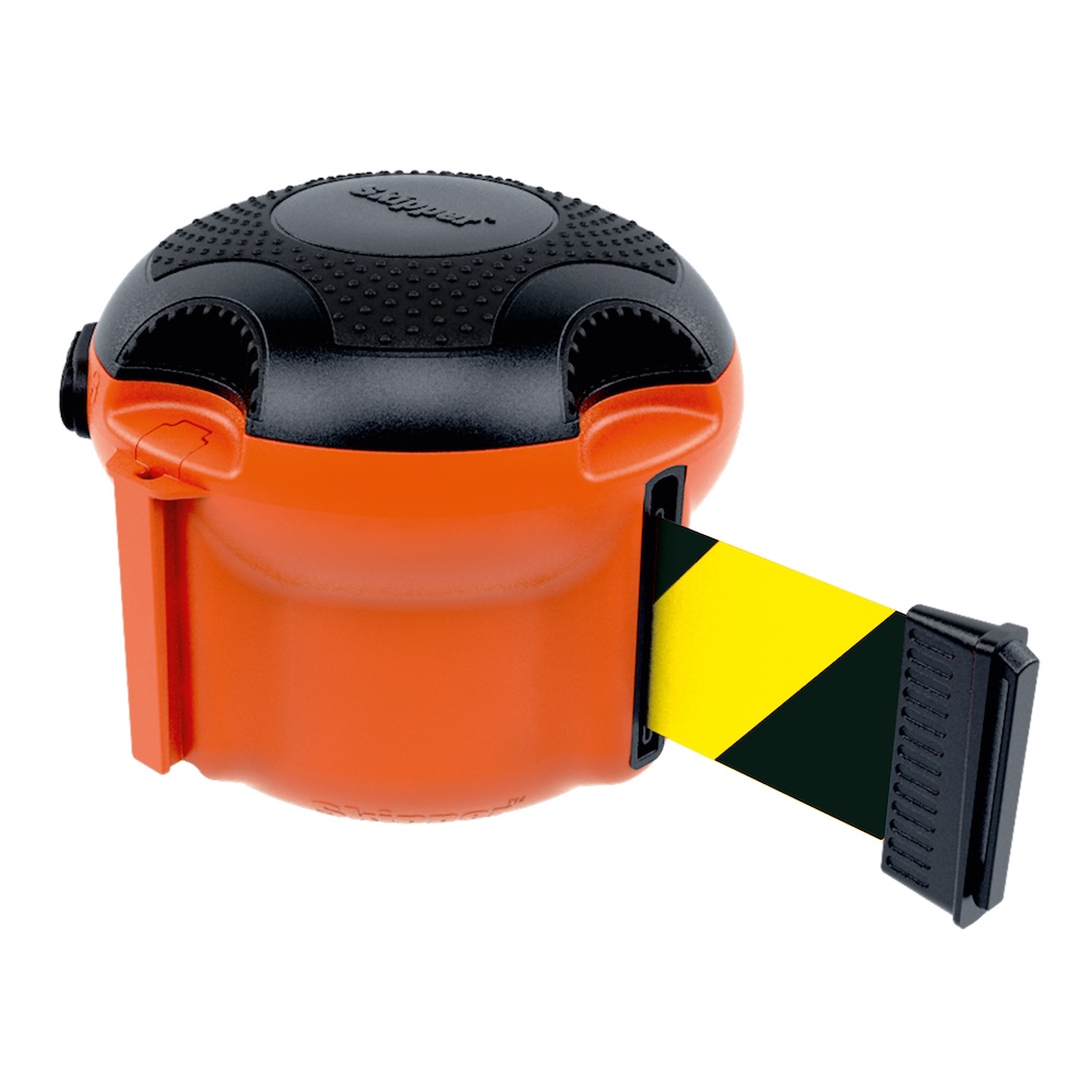 Gurtkassette mit extra langem Gurtband ohne Halterung | Gurtmaß LxB 900x5cm | Orange, Gurt Gelb-Schwarz