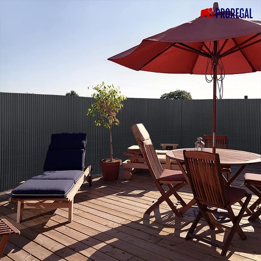 FI-CHI – Premium Sichtschutzmatte | Zaun | Sichtschutz | PVC- Sichtschutzmatte | Gartensichtschutz für Garten und Balkon aus Weide | Höhe 1 m | Länge 3 m | HxL: 1x3 m | 1300g / m2 | Grau