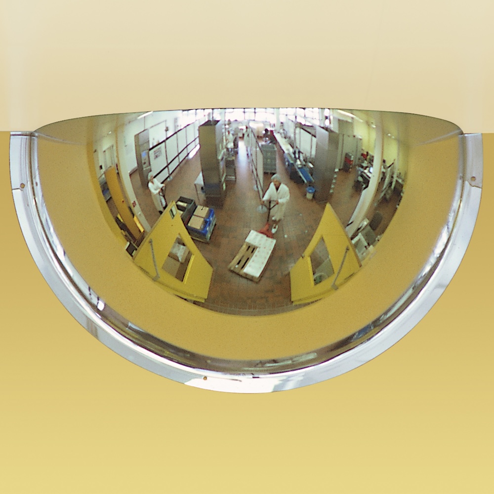 Drei-Wege-Bobachtungsspiegel mit 180° Blickwinkel aus Acrylglas | Kugelspiegel mit Weitwinkel-Wirkung | HxBxT 41x80x33cm | Zum Aufdübeln