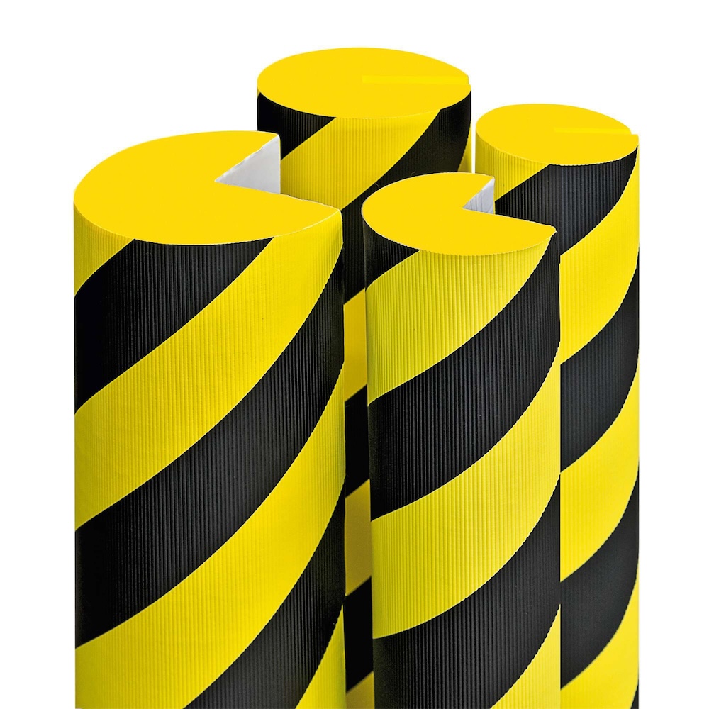 Prall- & Kantenschutz aus hochwertigem EVAC-Schaum | Geeignet für den Innenbereich | LxØ  100x10cm | Selbstklebend | Öl- und lösemittelbeständig | Schwarz-Gelb