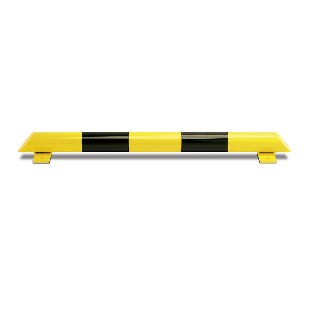 Rammschutz-Balken | HxT 8,6x120cm | Rohr-Ø 7,6cm | Kunststoffbeschichteter Stahl | Schwarz-Gelb