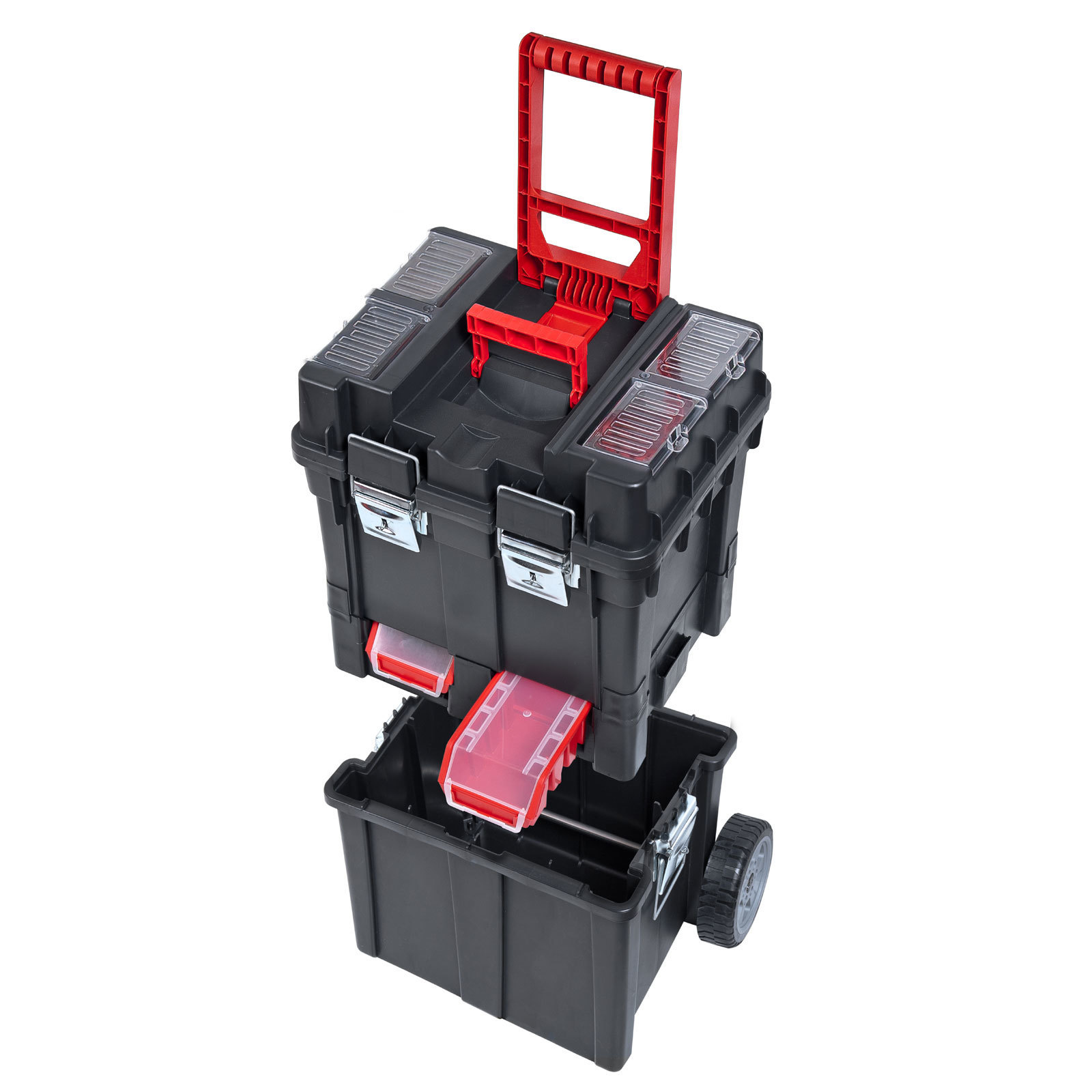 Werkzeugkoffer-Trolley Plus auf Rollen | HxBxT 71,2x49,5x35cm | Polypropylen | Schwarz/Rot