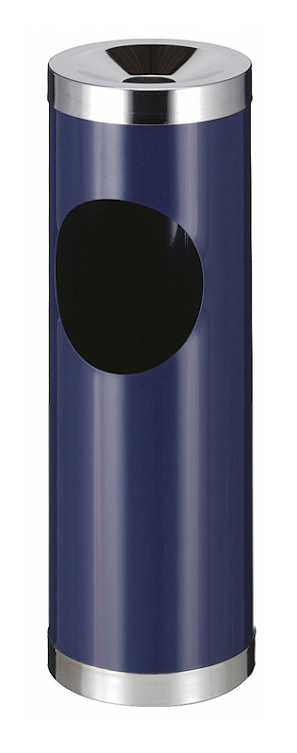Runder Metall Kombiascher mit ovaler Einwurfsöffnung | 30 Liter, HxØ 72x24cm | Blau