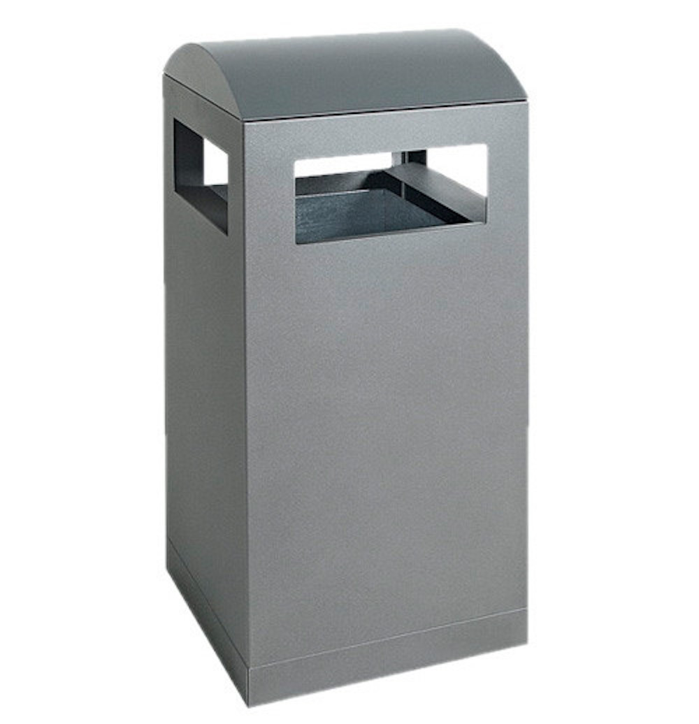 Abfallbehälter für Außenbereiche mit verzinktem Innenbehälter | 90 Liter, HxBxT 106x45x45cm | Brandschutzklasse A1 | Anthrazitgrau/Anthrazitgrau