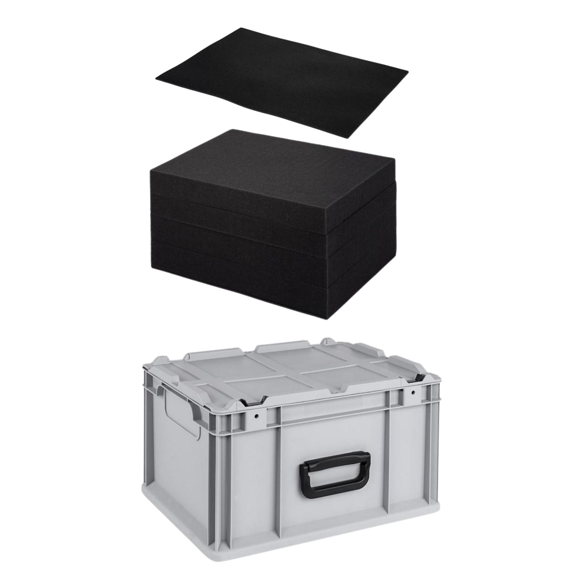 Eurobox NextGen Portable mit Rasterschaumstoff & Schaumstoffeinlage | HxBxT 23,5x30x40cm | 20 Liter | Eurobehälter, Transportbox, Transportbehälter, Stapelbehälter