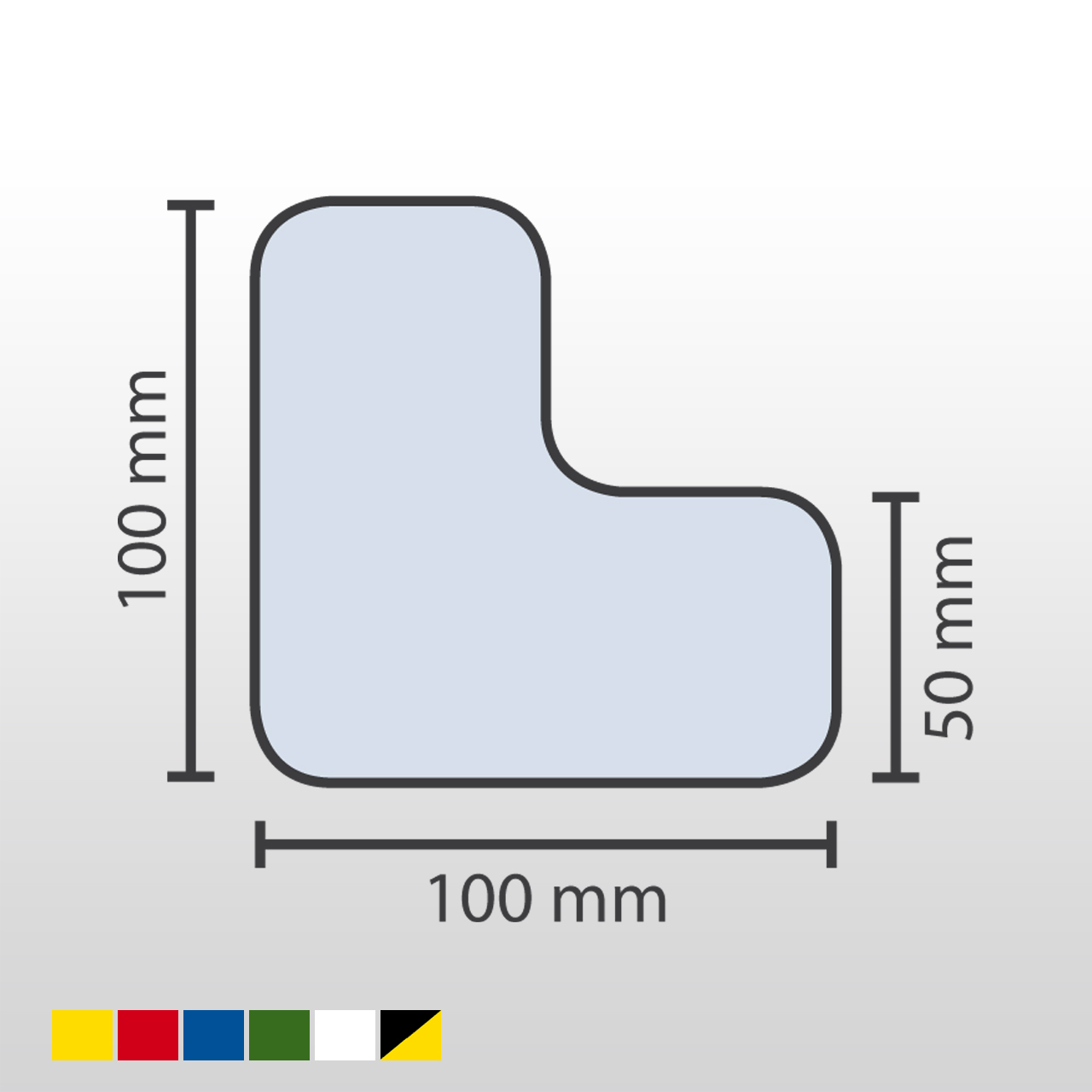 Stellplatzmarker | L-Stück | 25 Stück | Schenkelbreite 5cm | Polycarbonat 0,7mm | Für glatte & spaltfreie Böden | Gelb/Schwarz