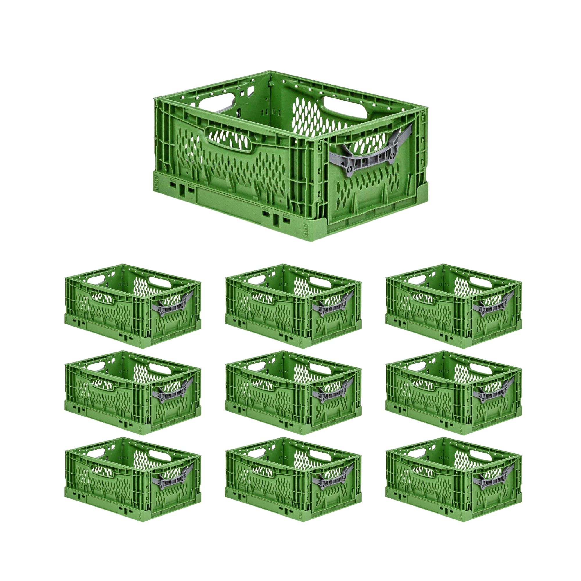 SuperSparSet 10x Stabile Profi-Klappbox Chameleon in Industriequalität | HxBxT 18x30x40cm | 17 Liter | klappbar stapelbar durchbrochen lebensmittelecht | Eurobox Eurobehälter Transportbehälter Stapelbehlter Faltbox