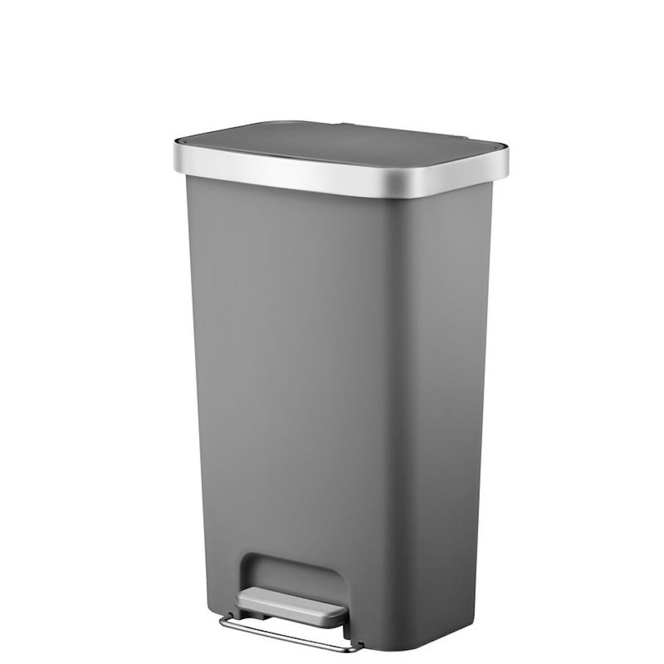 Funktionale Treteimer aus Kunststoff mit Soft-Close-Deckel | 45 Liter, HxBxT 65,2x41x29,7cm | Ohne Inneneimer | Weiß