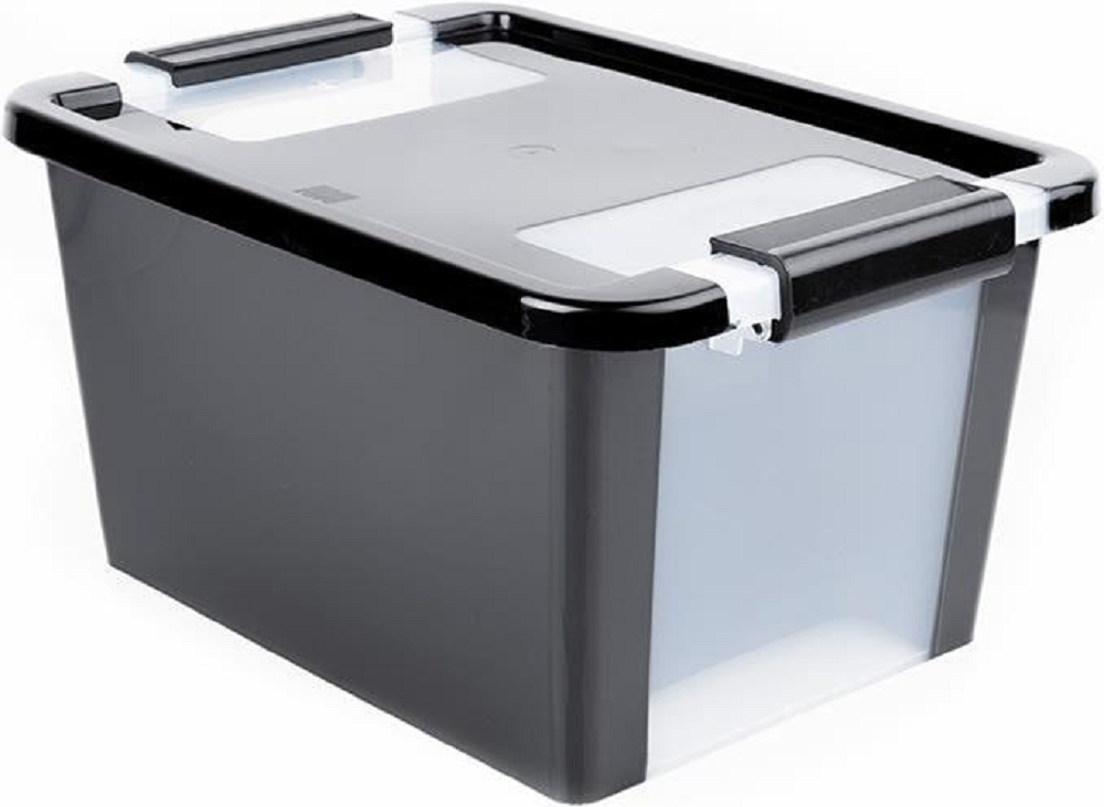 SuperSparSet 5x Mehrzweck Aufbewahrungsbehälter STORAGE mit Deckel | HxBxT 10x26,5x16cm | 3 Liter | Schwarz | Behälter, Box, Aufbewahrungsbehälter, Aufbewahrungsbox