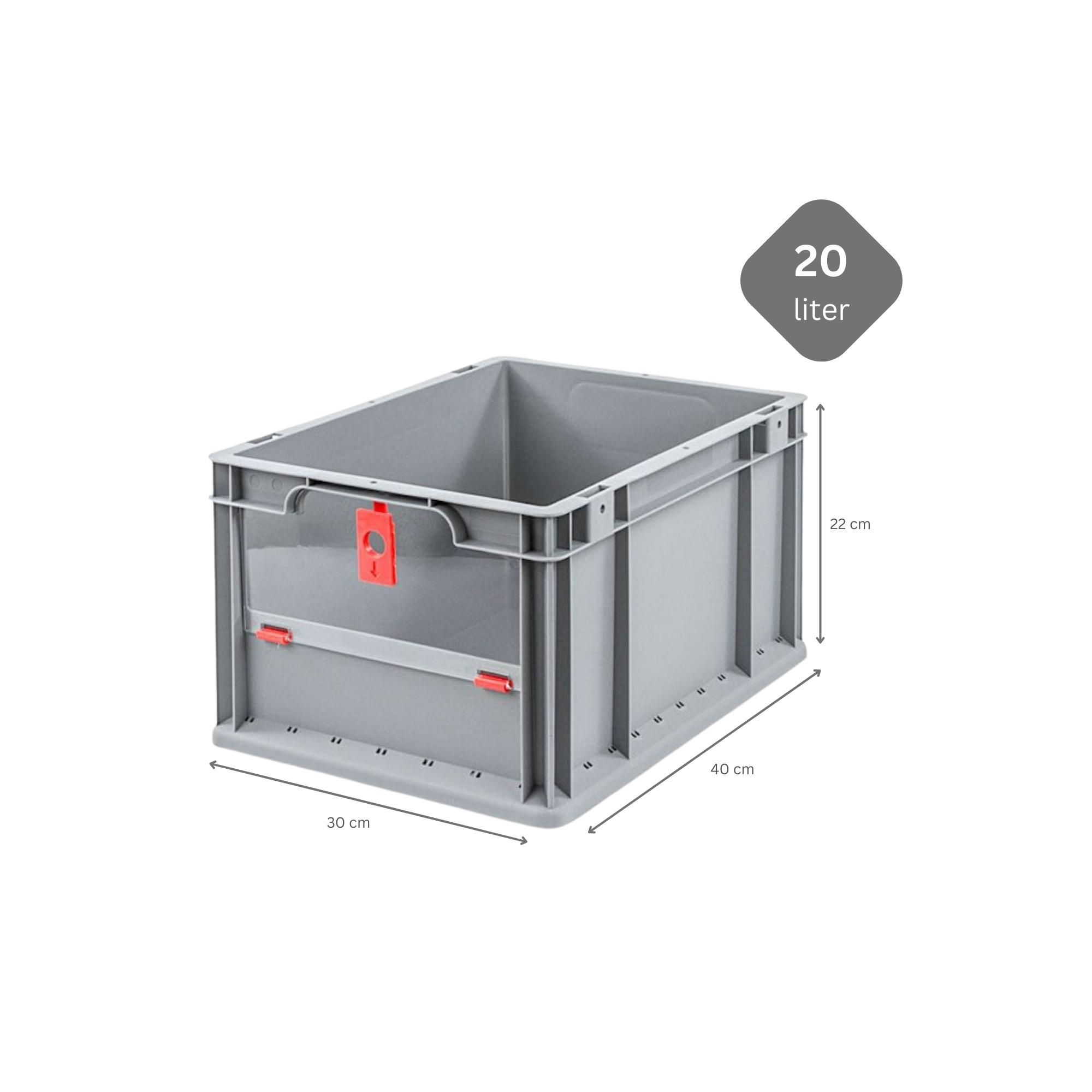 SparSet 5x Eurobox NextGen Insight Cover | HxBxT 22x30x40 | 20 Liter | Niedrig/Rot | Eurobehälter, Transportbox, Transportbehälter, Stapelbehälter