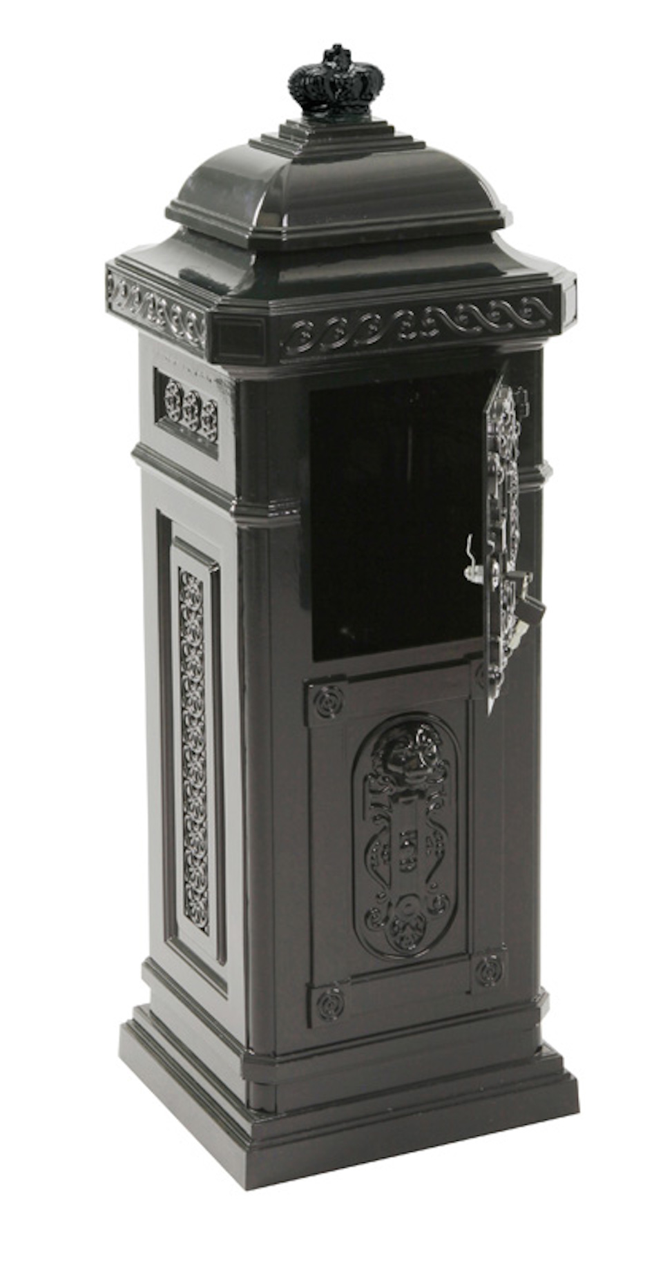 Nostalgischer Säulen-Briefkasten aus Gießaluminium | HxBxT 110x33x36,5cm| Einwurföffnung 28,5x2,5cm | Grün