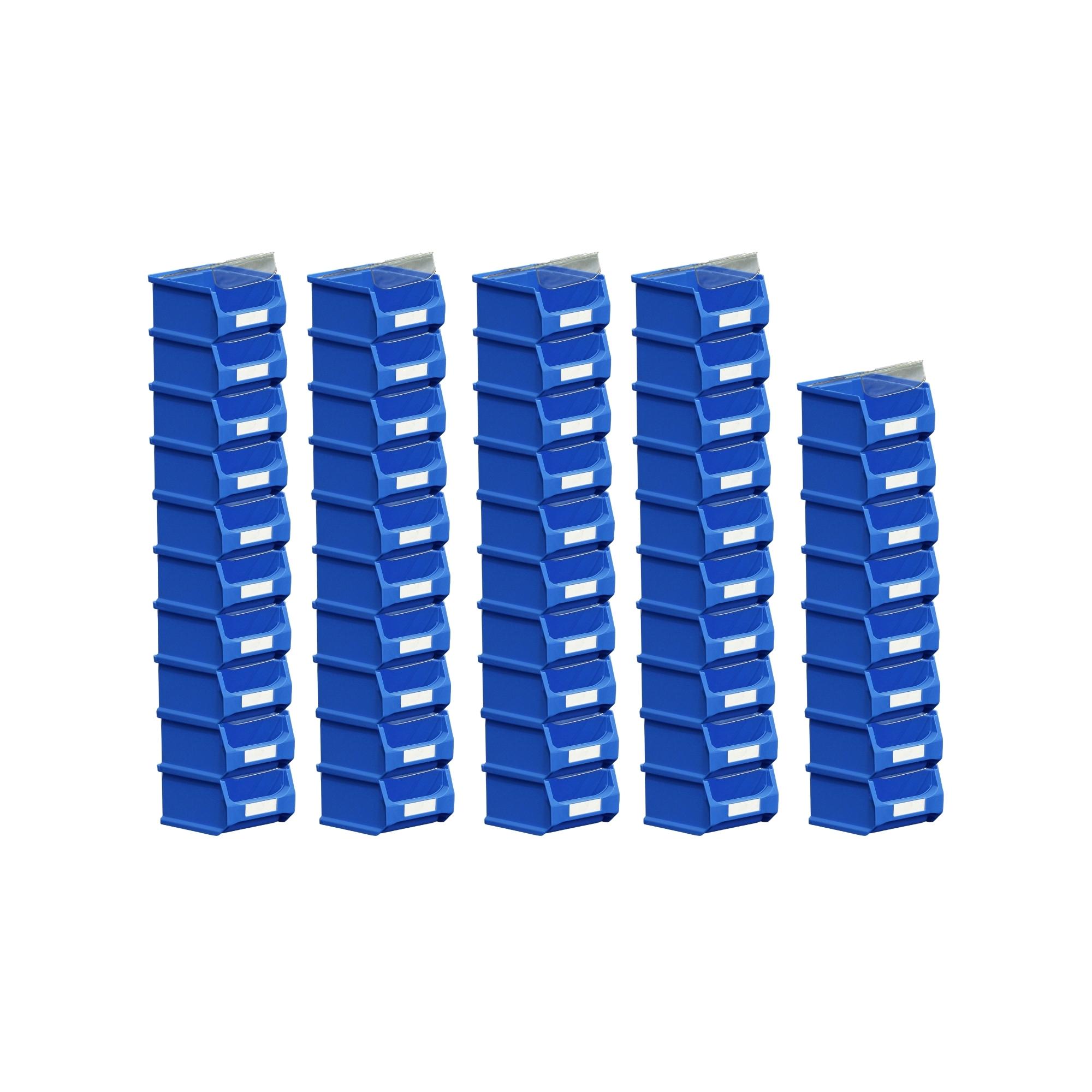 SuperSparSet 48x Blaue Sichtlagerbox 1.0 mit Abdeckung | HxBxT 6x10x10cm | 0,4 Liter | Sichtlagerbehälter, Sichtlagerkasten, Sichtlagerkastensortiment, Sortierbehälter