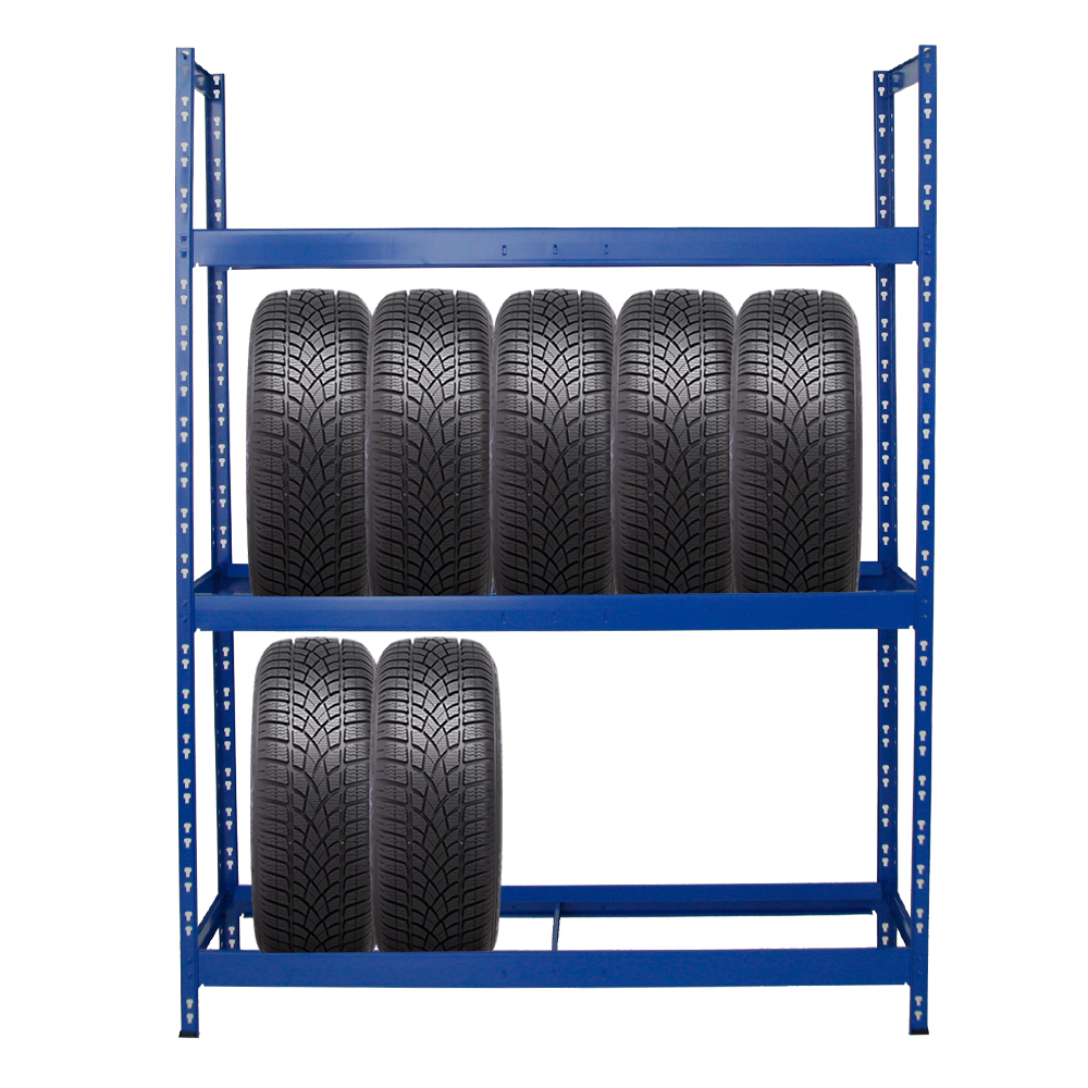 Reifenregal Tiger XL | HxBxT 200x150x45 cm | 300kg Fachlast | bis zu 18 Reifen (205/55 R16) | Blau