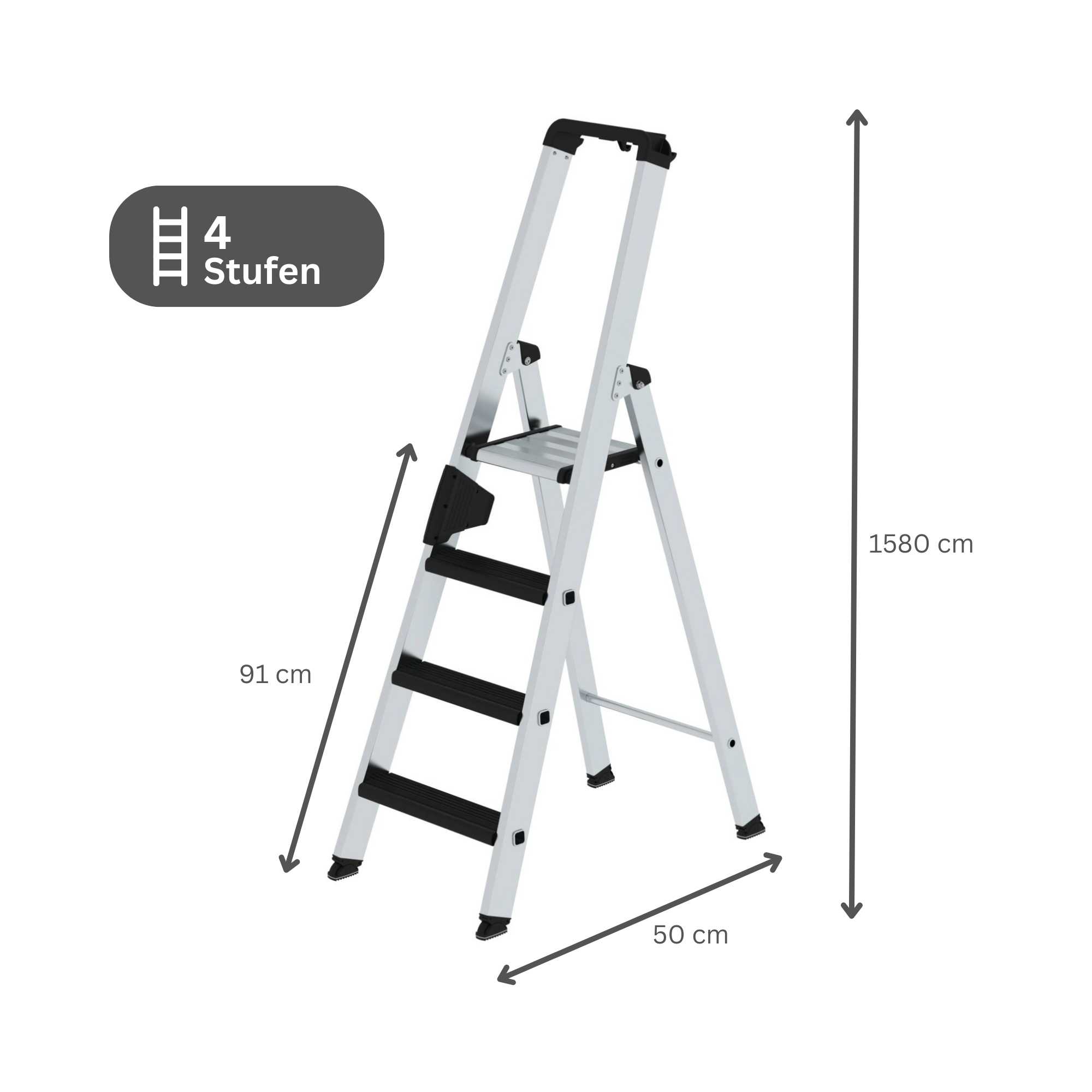 Stufen-Stehleiter einseitig begehbar mit clip-step relax 4 Stufen