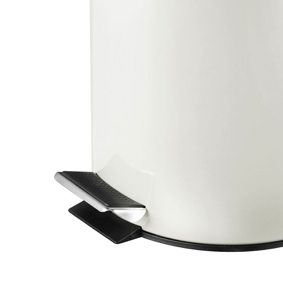 Runder Tretabfallsammler mit herausnehmbaren Kunststoff-Inneneimer | 3 Liter, HxBxT 27x19,5x17cm | Weiß