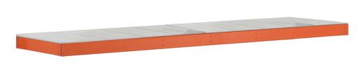 Zusatzebene mit Stahlpaneelen für Schulte Weitspannregal Z1 | BxT 245x62cm | Fachlast 349kg | Orange/Verzinkt