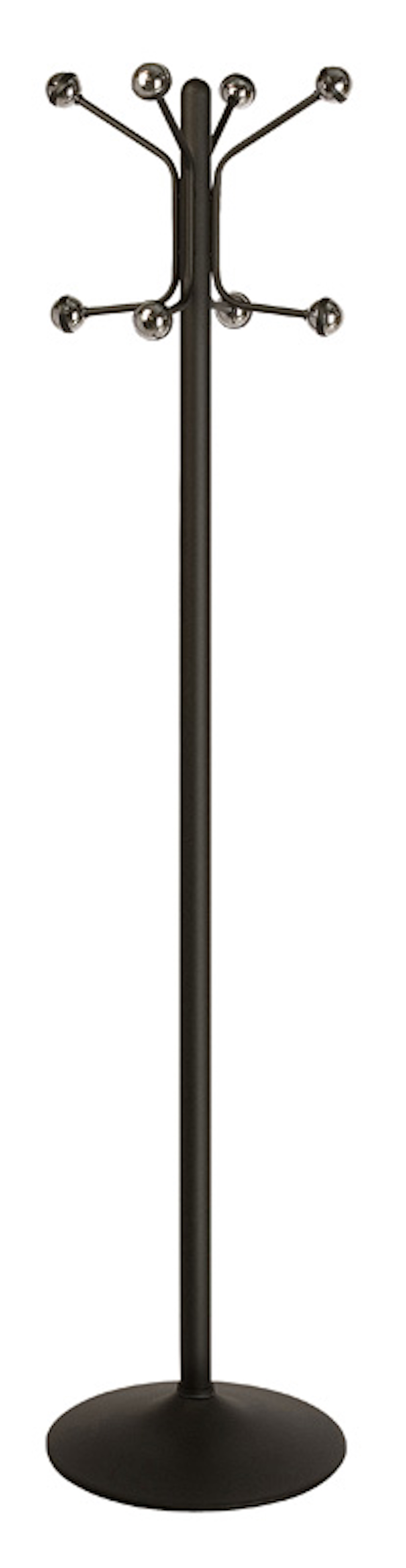 Freistehender Garderobenständer mit 8 Haken | Lackierter Stahl | Höhe 173cm | Schwarz