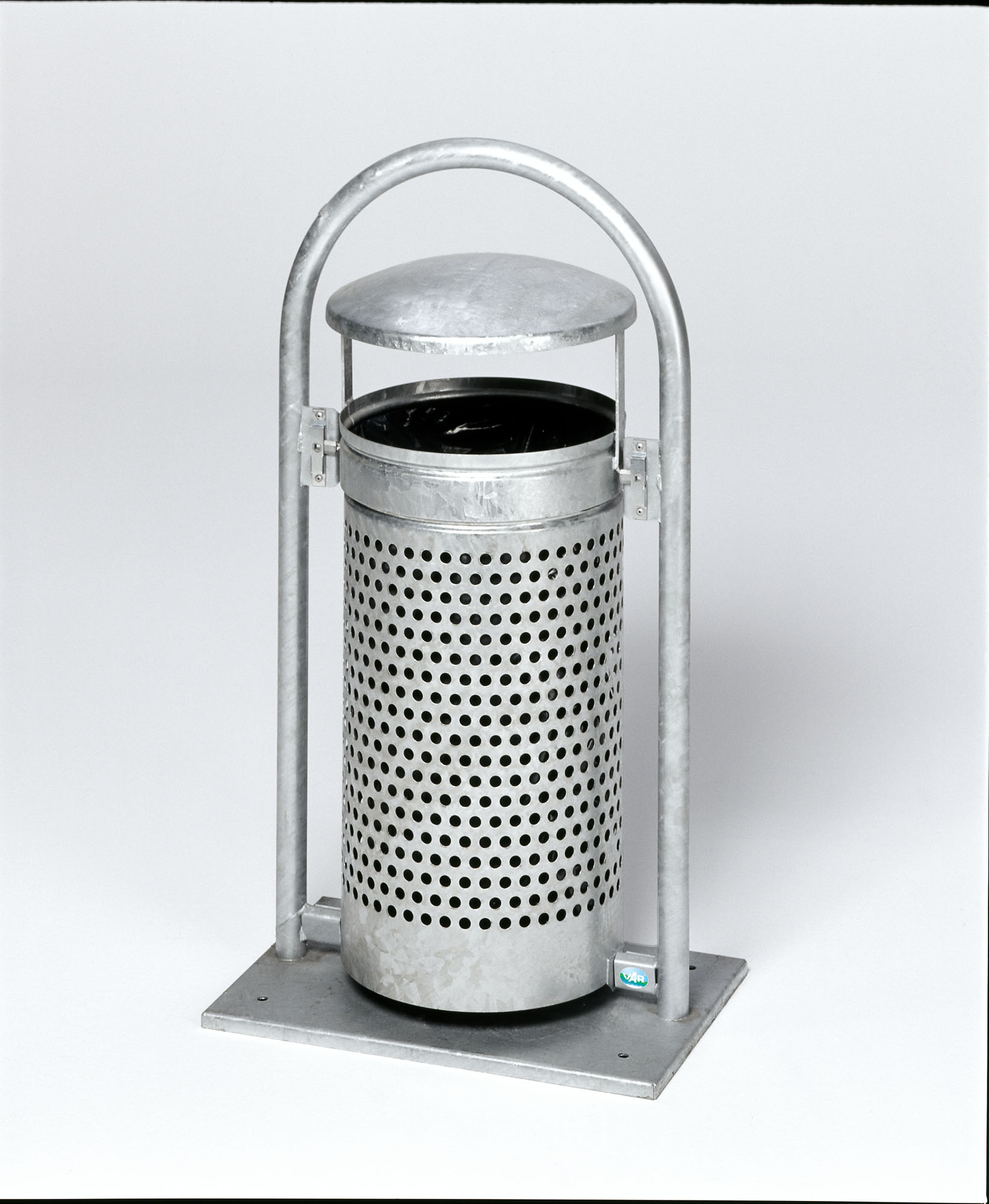 Abfallsammler mit Rohrbogenständer | 60/70 Liter, HxBxT 116,5x58x38cm | Verzinkter Stahl | Feuerverzinkt