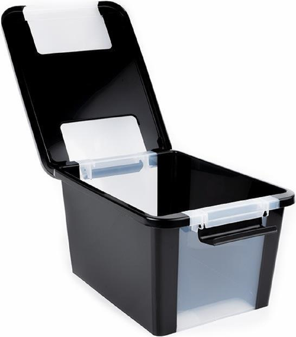 SuperSparSet 2x Mehrzweck Aufbewahrungsbehälter STORAGE mit Deckel | HxBxT 19x55x35cm | 26 Liter | Schwarz | Behälter, Box, Aufbewahrungsbehälter, Aufbewahrungsbox