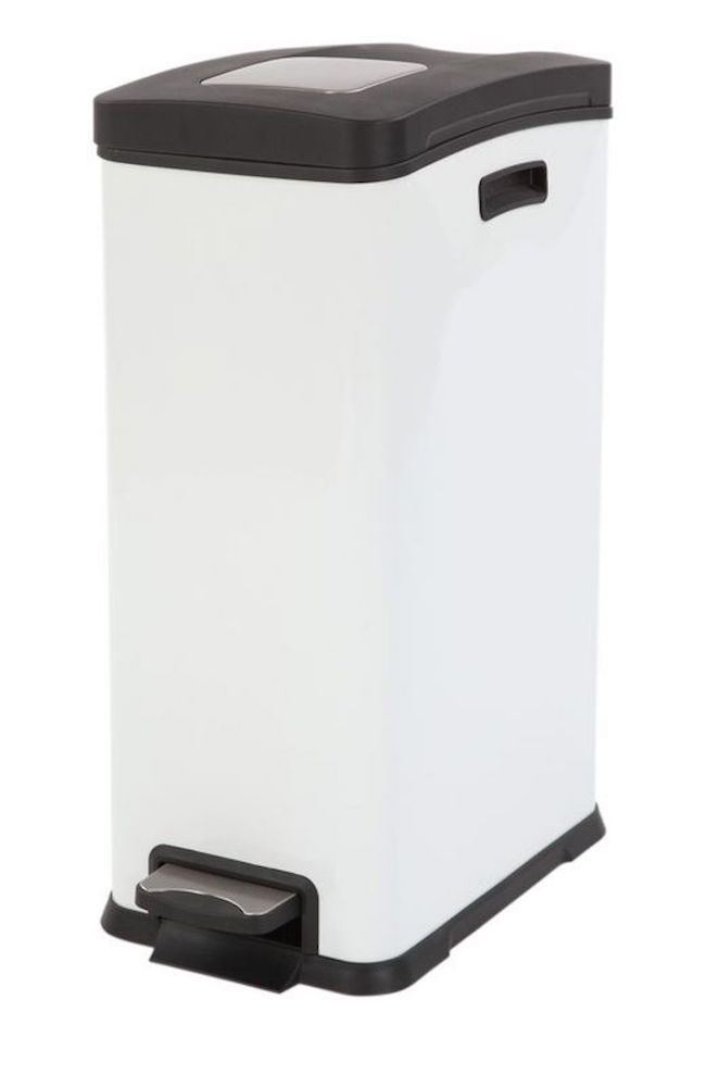 Schmaler rechteckiger Pedaleimer mit Softclose-Deckel | 30 Liter, HxBxT 63,6x45,9x26,4cm | Kunststoff | Weiß