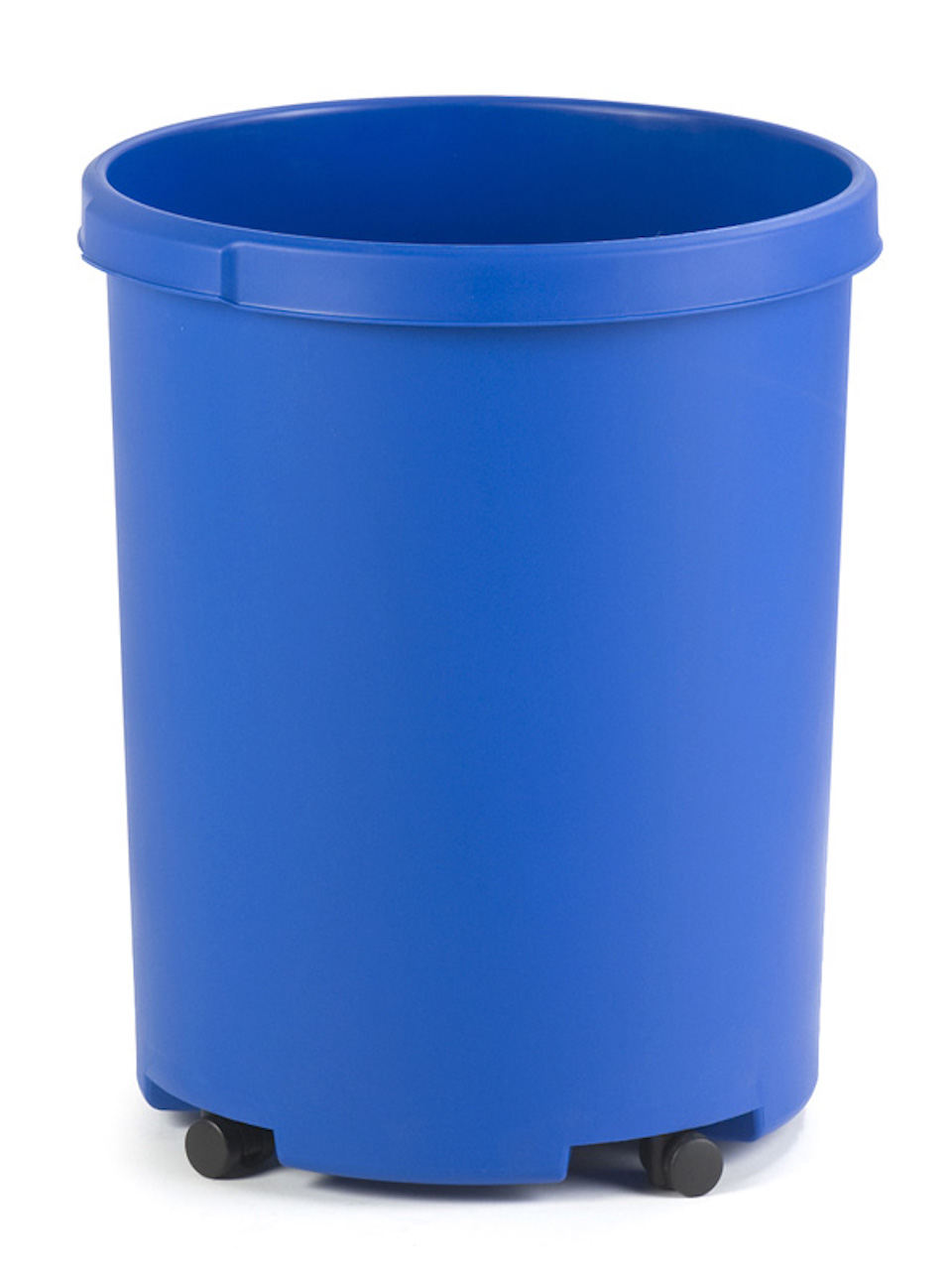 Praktischer runder Kunststoff Papierkorb | 50 Liter, HxØ 49x43cm | Rollen nachrüstbar | Blau