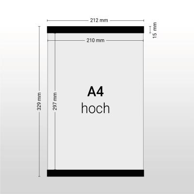Selbsthaftende Infotaschen A4 Hochformat | 2 Stück | PVC 0,5mm | Schwarz