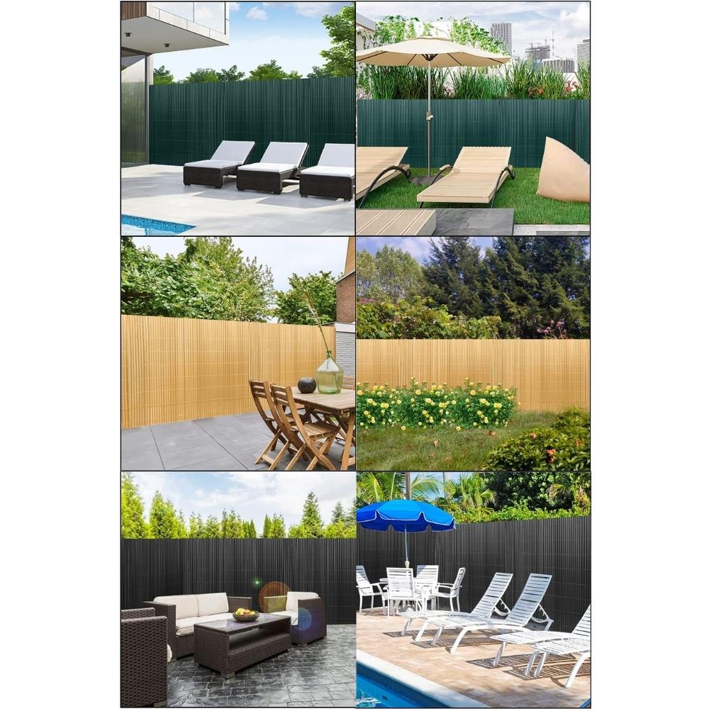 FI-CHI – Premium Sichtschutzmatte | Zaun | Sichtschutz | PVC- Sichtschutzmatte | Gartensichtschutz für Garten und Balkon aus Weide | Höhe 1,5 m | Länge 3 m | HxL: 1,5x3 m | 1300g / m2 | Braun