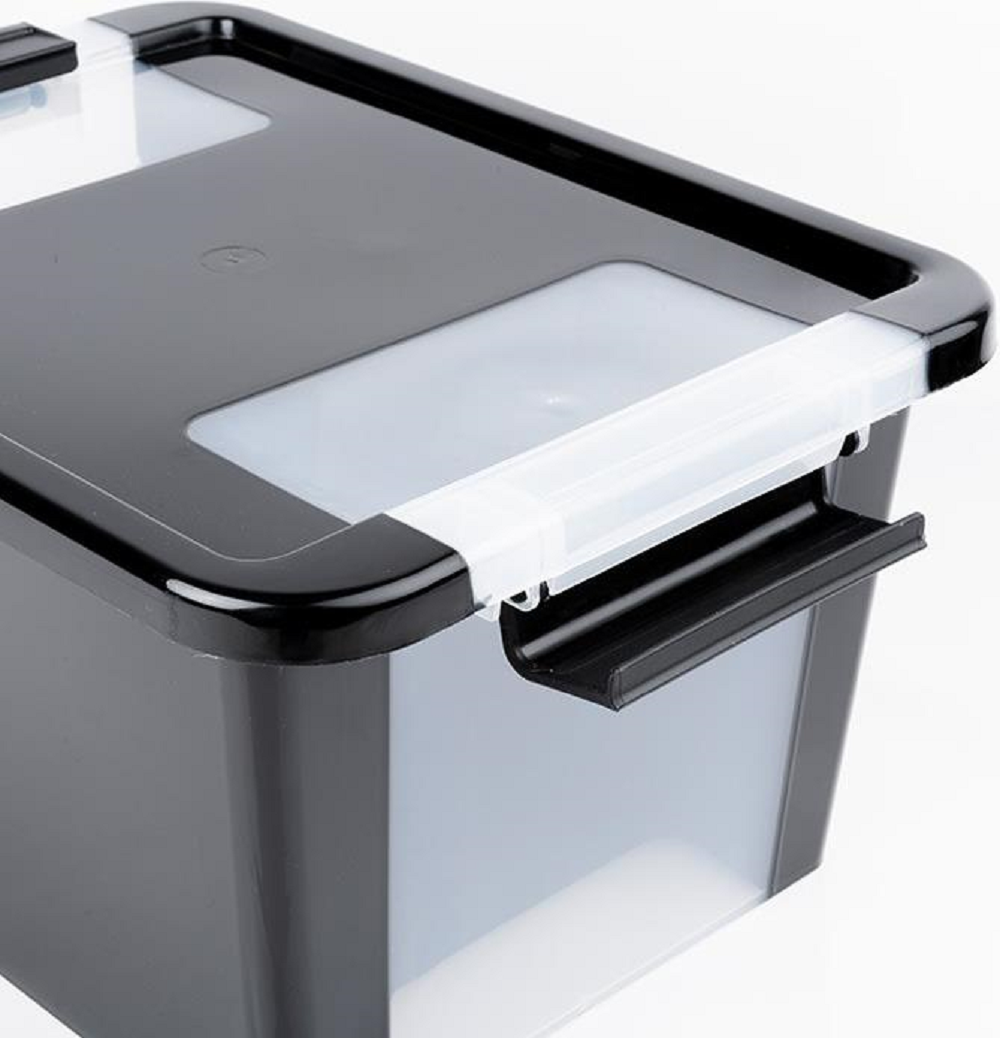 SuperSparSet 2x Mehrzweck Aufbewahrungsbehälter STORAGE mit Deckel | HxBxT 10x26,5x16cm | 3 Liter | Schwarz | Behälter, Box, Aufbewahrungsbehälter, Aufbewahrungsbox