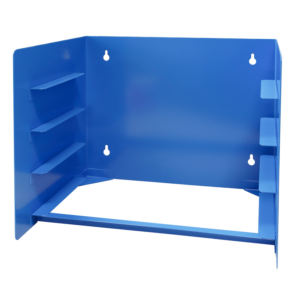 Wandhalter für 4 Stahlblechkästen/Werkzeugkoffern | HxBxT 27x34,3x27cm | Lichtblau