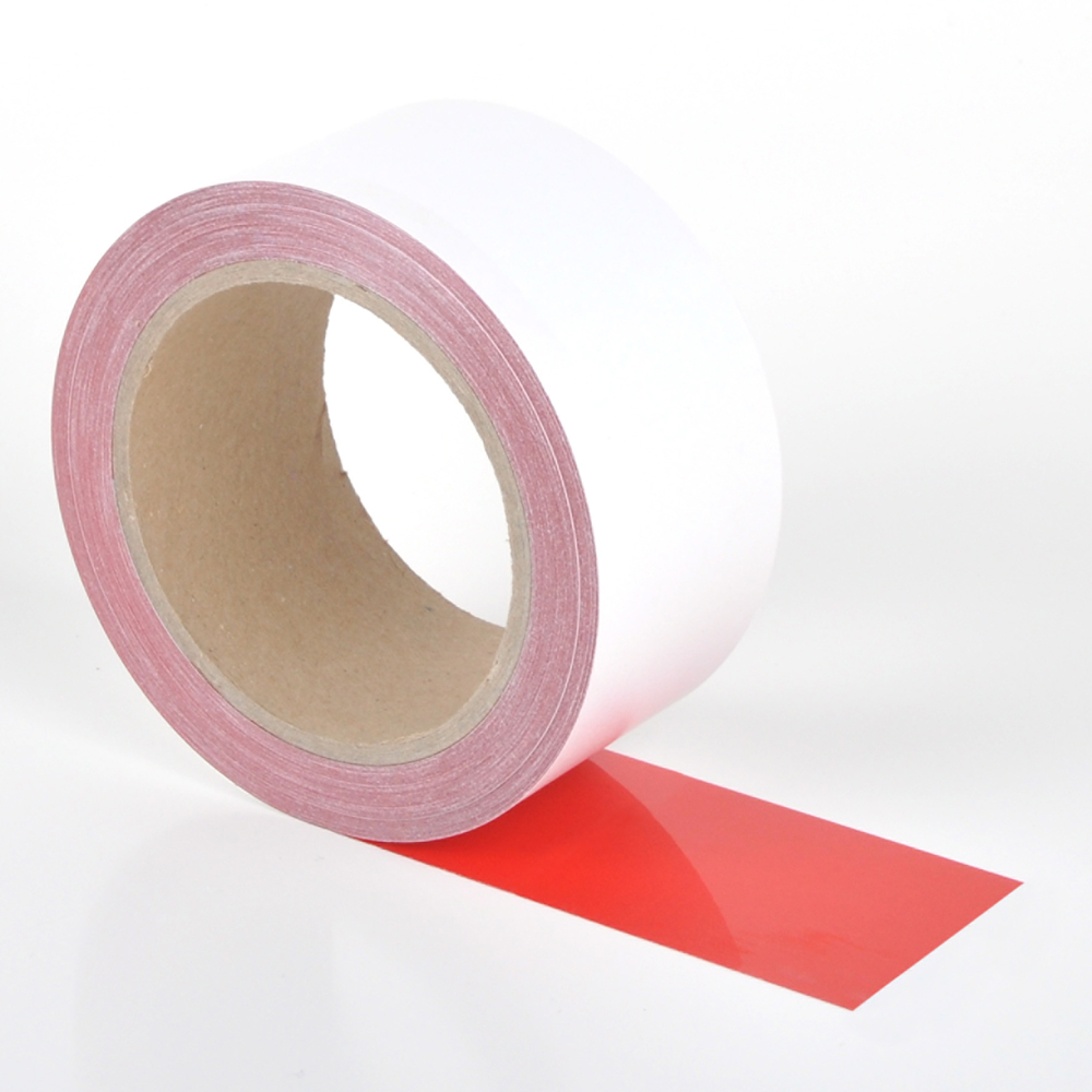 Schmutzabweisendes Bodenmarkierungsband für glatte Böden im Innenbereich | BxL 5cm x15m | PET 0,2mm | ablösbarer Acrylat-Kleber | Rot