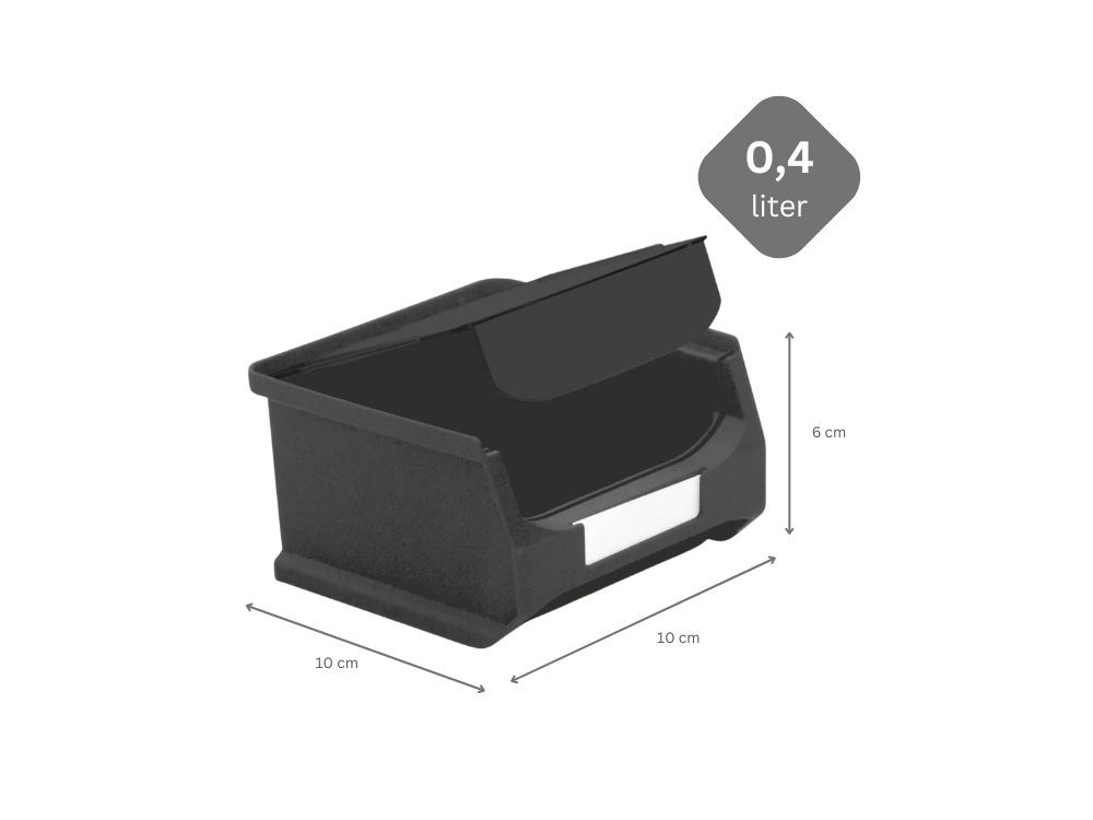 Wandleiste mit 6x Leitfähige Sichtlagerbox 1.0 mit Abdeckung | HxBxT 6,1x60,5x10cm | ESD, Wandhalterung, Kleinteileaufbewahrung, Sortimentsboxhalterung