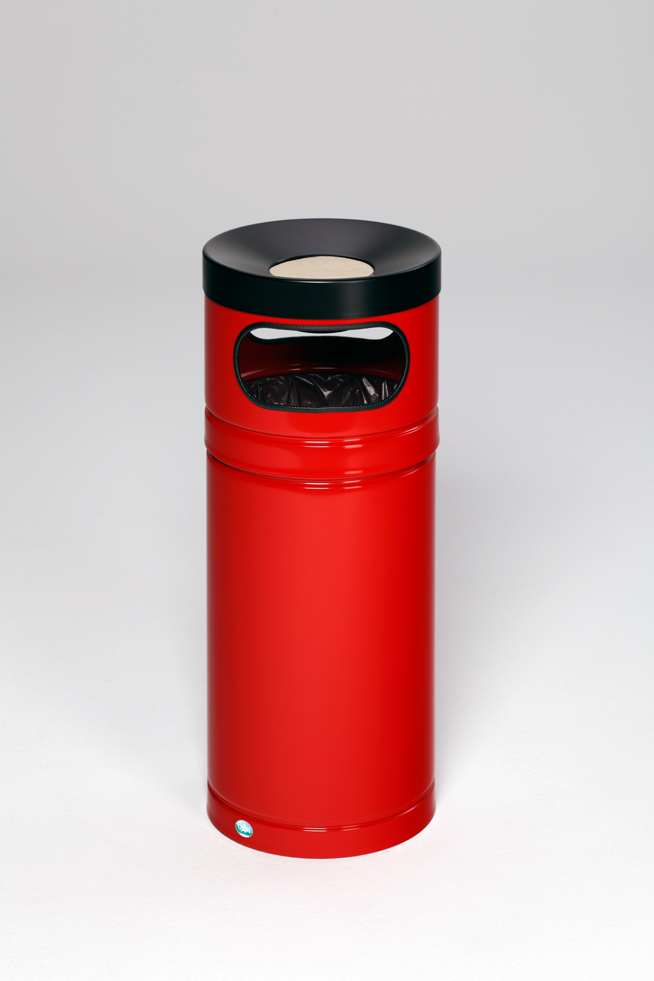 Robuster Kombiascher mit Aluminium-Kopfteil für Kunststoffsäcke | 56 Liter, HxBxT 88,5x36,5x36,5cm | Verzinkter Stahl | Rot