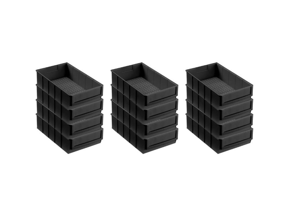 SuperSparSet 24x Leitfähige Industriebox 300 B | HxBxT 8,1x18,3x30cm | 3,4 Liter | ESD, Sichtlagerkasten, Sortimentskasten, Sortimentsbox, Kleinteilebox