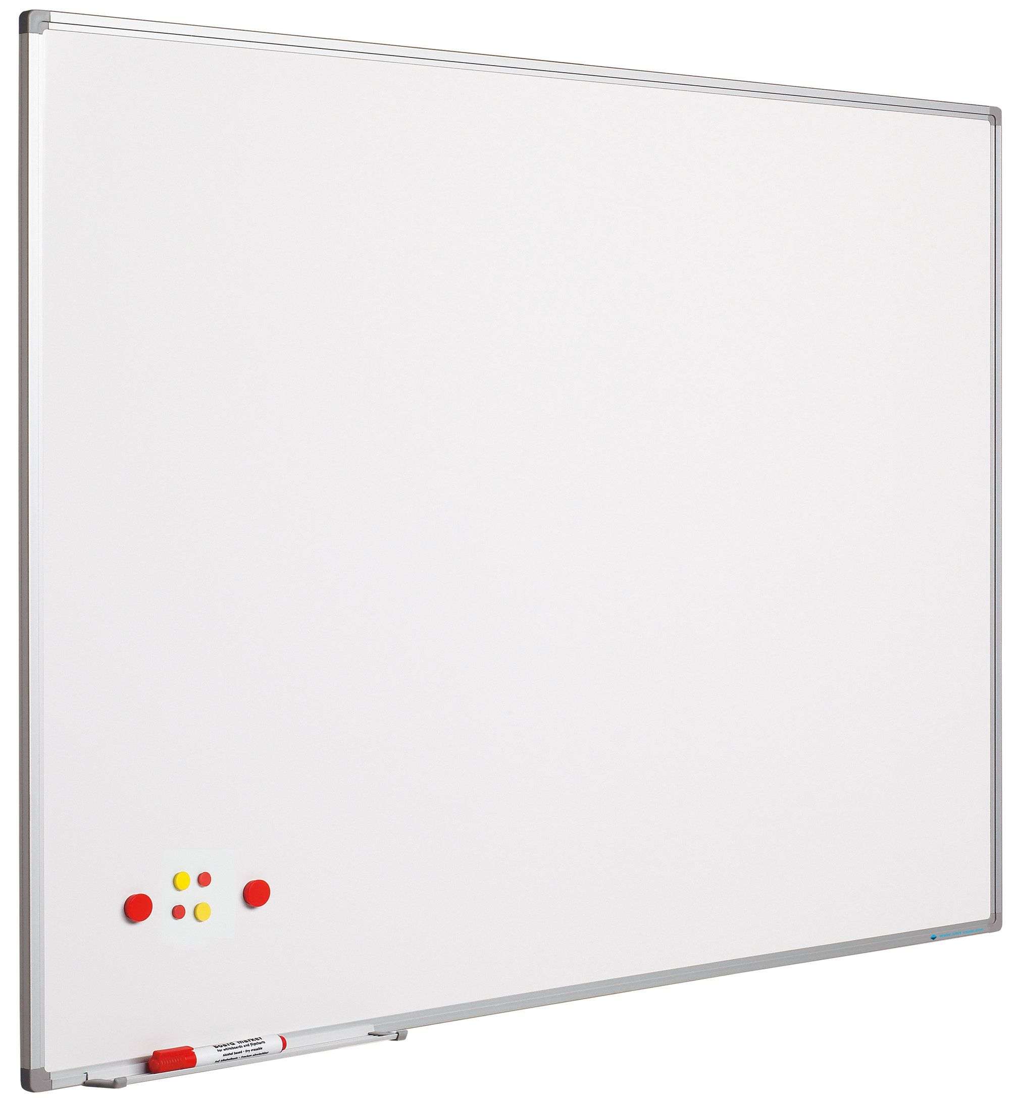 Magnetisches Whiteboard Slim | HxB 100x200cm | 8mm-Platte | inkl. Befestigungsmaterial & Stiftablage | Lackierter Stahl | Aluminium/Weiß