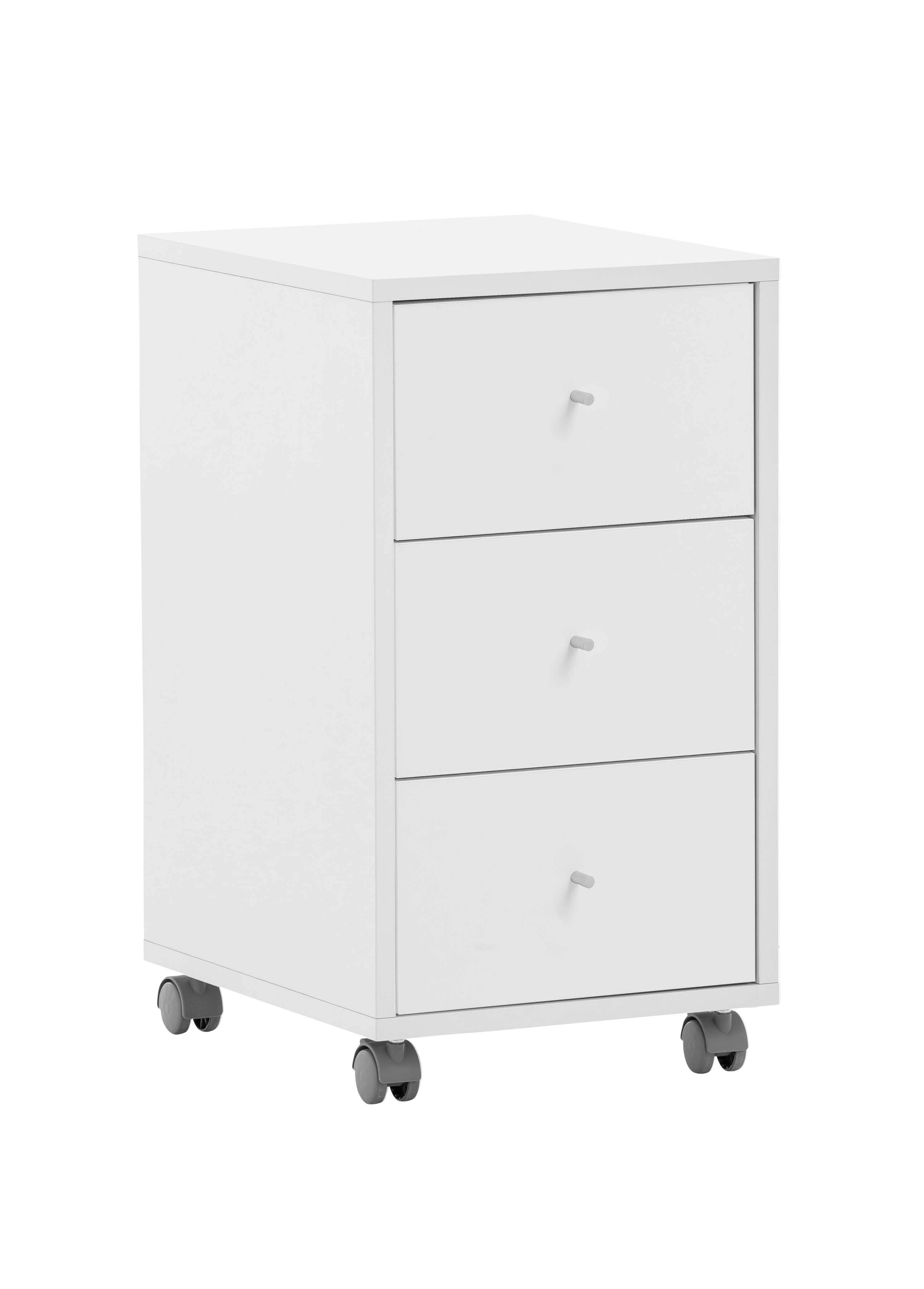 Möbelpartner Rollcontainer Pigeon | HxBxT 59,7x32,6x39cm | 3 Schubladen | Weiß